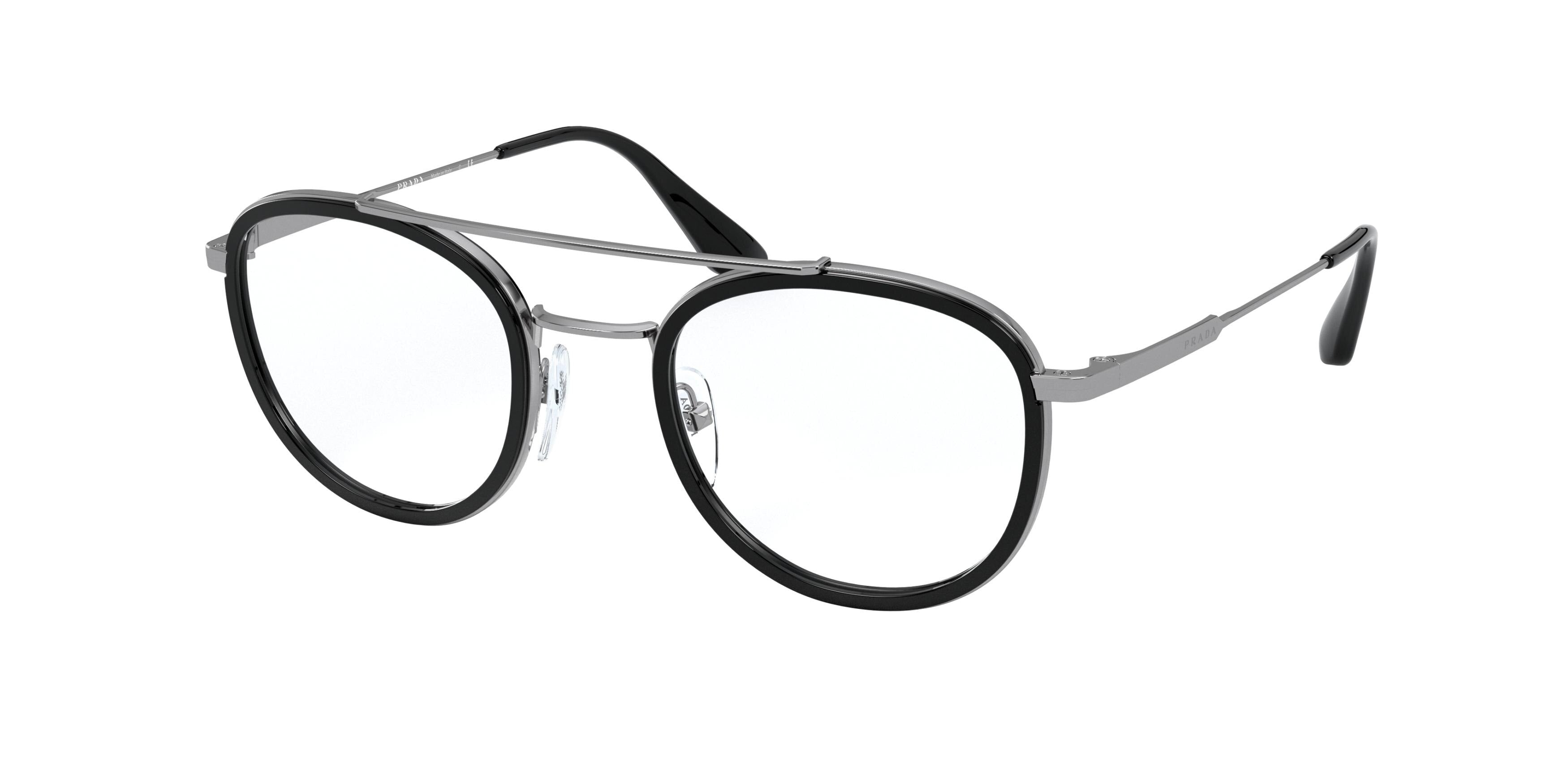 Prada PR66XV Phantos Eyeglasses M4Y1O1-Black/Gunmetal 49-140-22 - Color Map Black