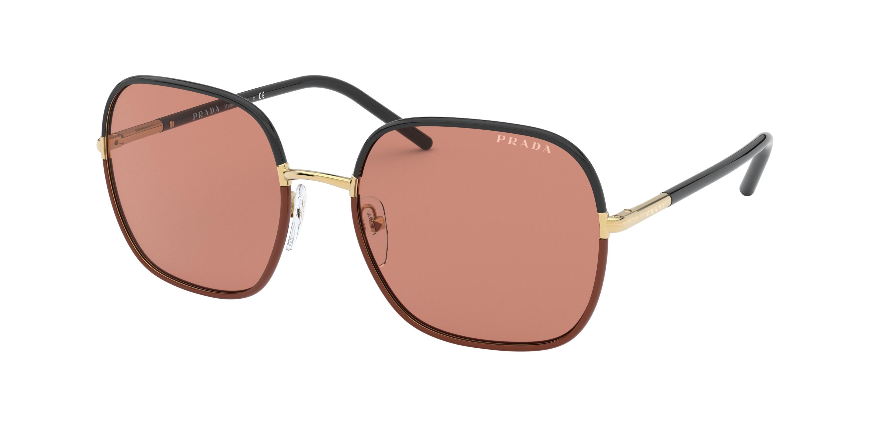 Prada PR67XS Pillow Sunglasses 01H1P1-Black/Brown 58-145-19 - Color Map Black