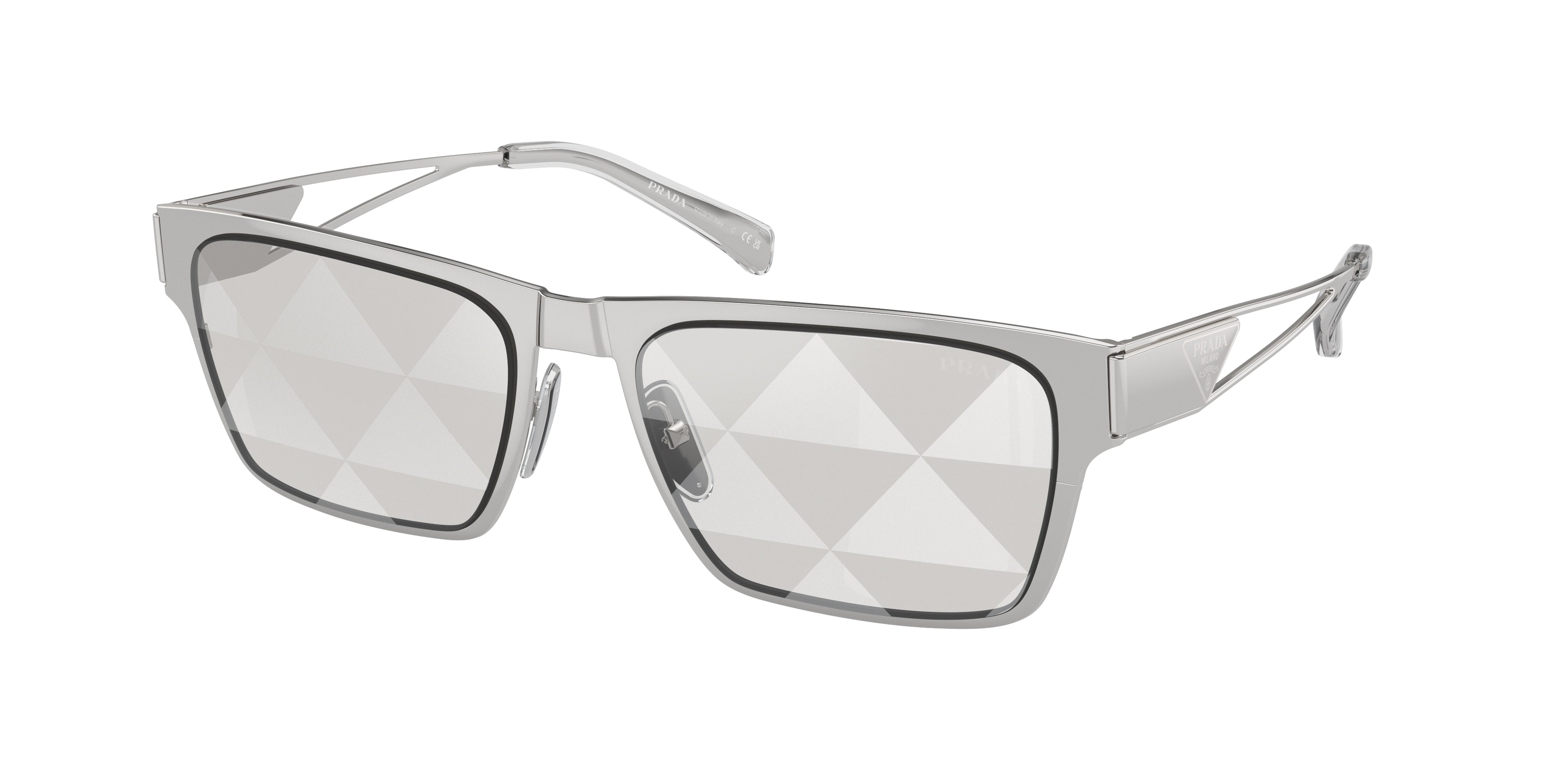 Prada PR71ZS Pillow Sunglasses 1BC08V-Silver 56-145-18 - Color Map Silver
