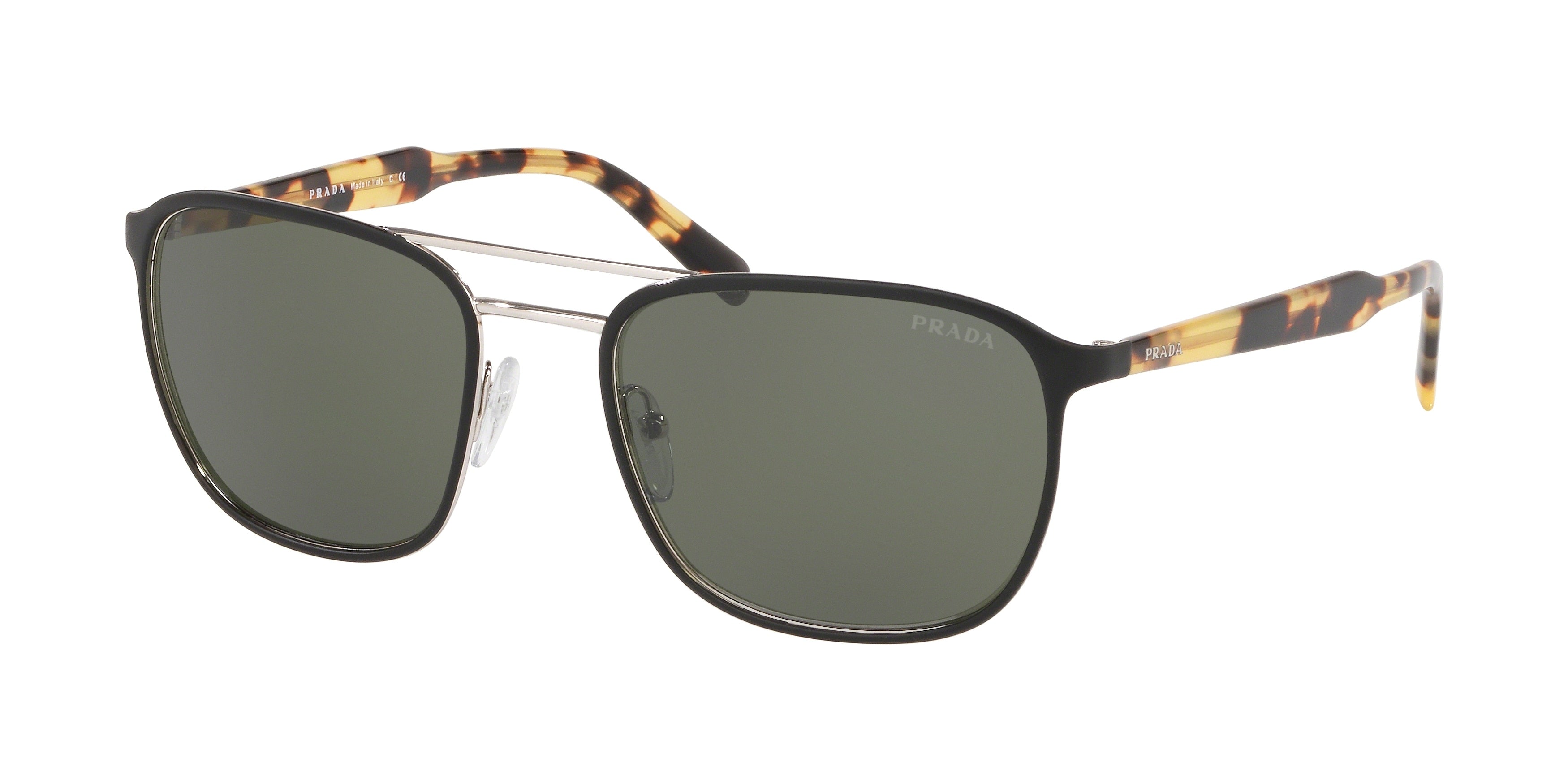 Prada CONCEPTUAL PR75VS Square Sunglasses 5240B2-Top Matte Black On Silver 56-145-20 - Color Map Black
