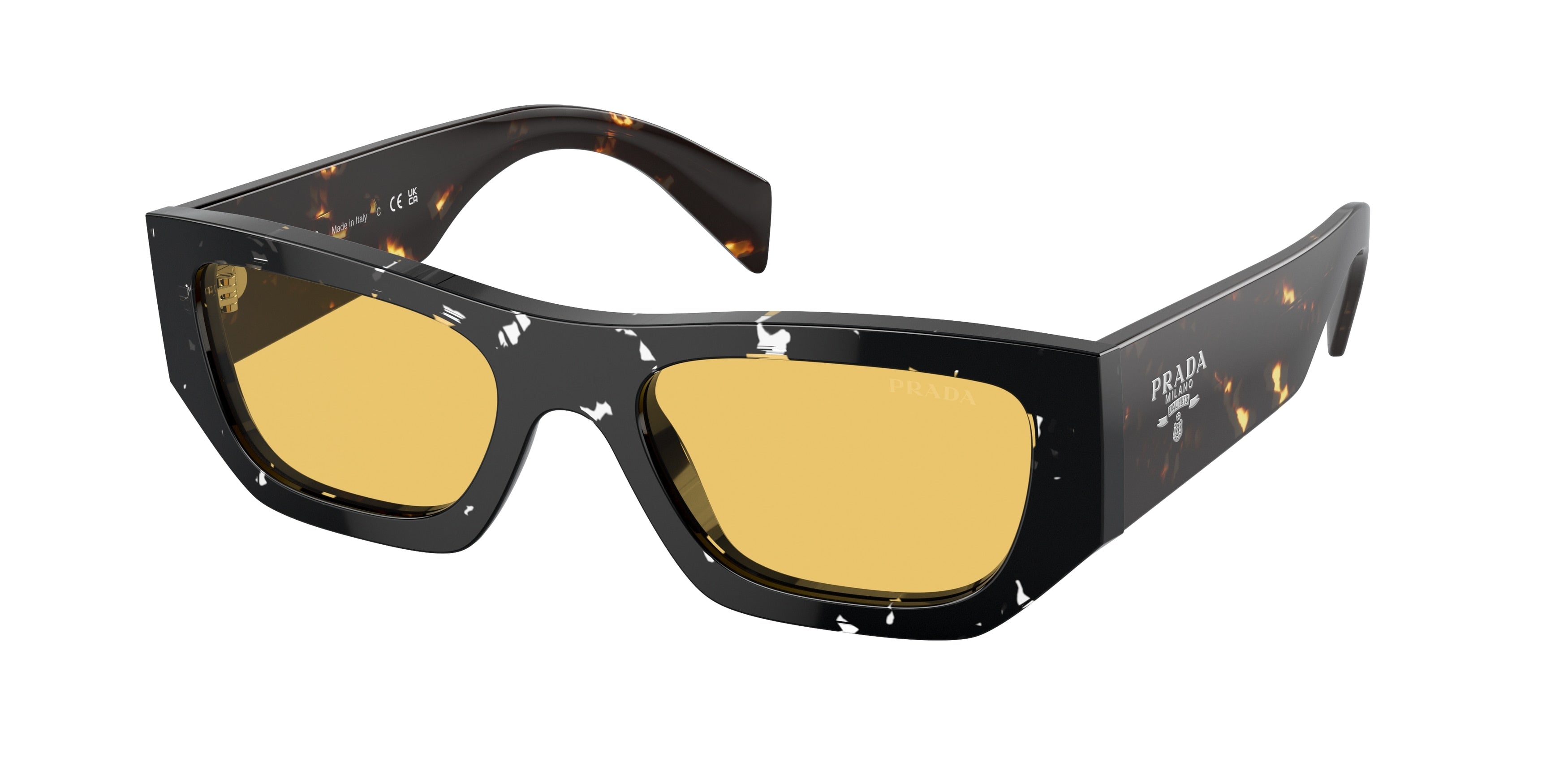 Prada PRA01SF Pillow Sunglasses 15O10C-Havana Black Transparent 55-145-17 - Color Map Brown
