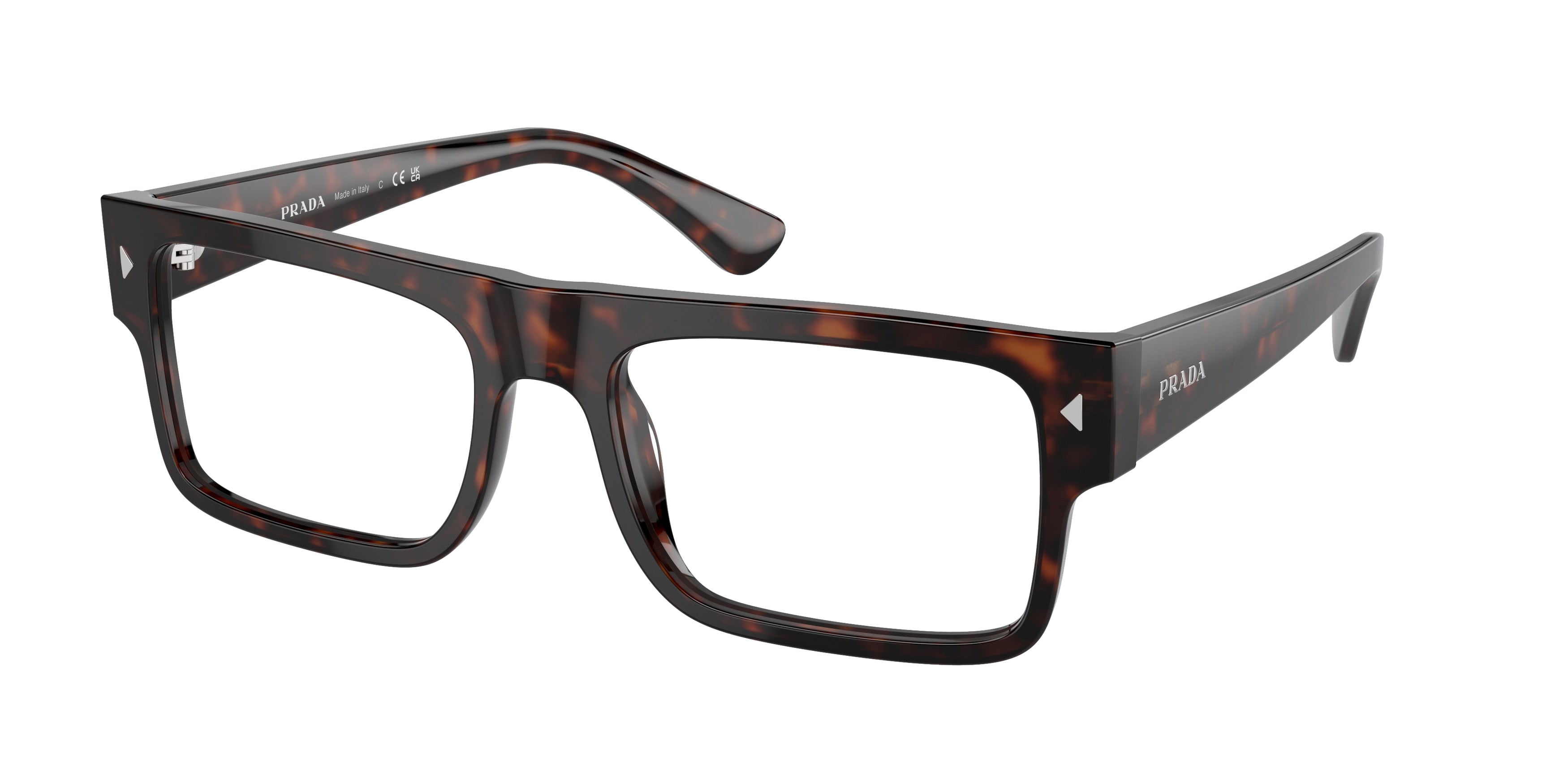 Prada PRA01VF Rectangle Eyeglasses 17N1O1-Havana 57-150-17 - Color Map Tortoise