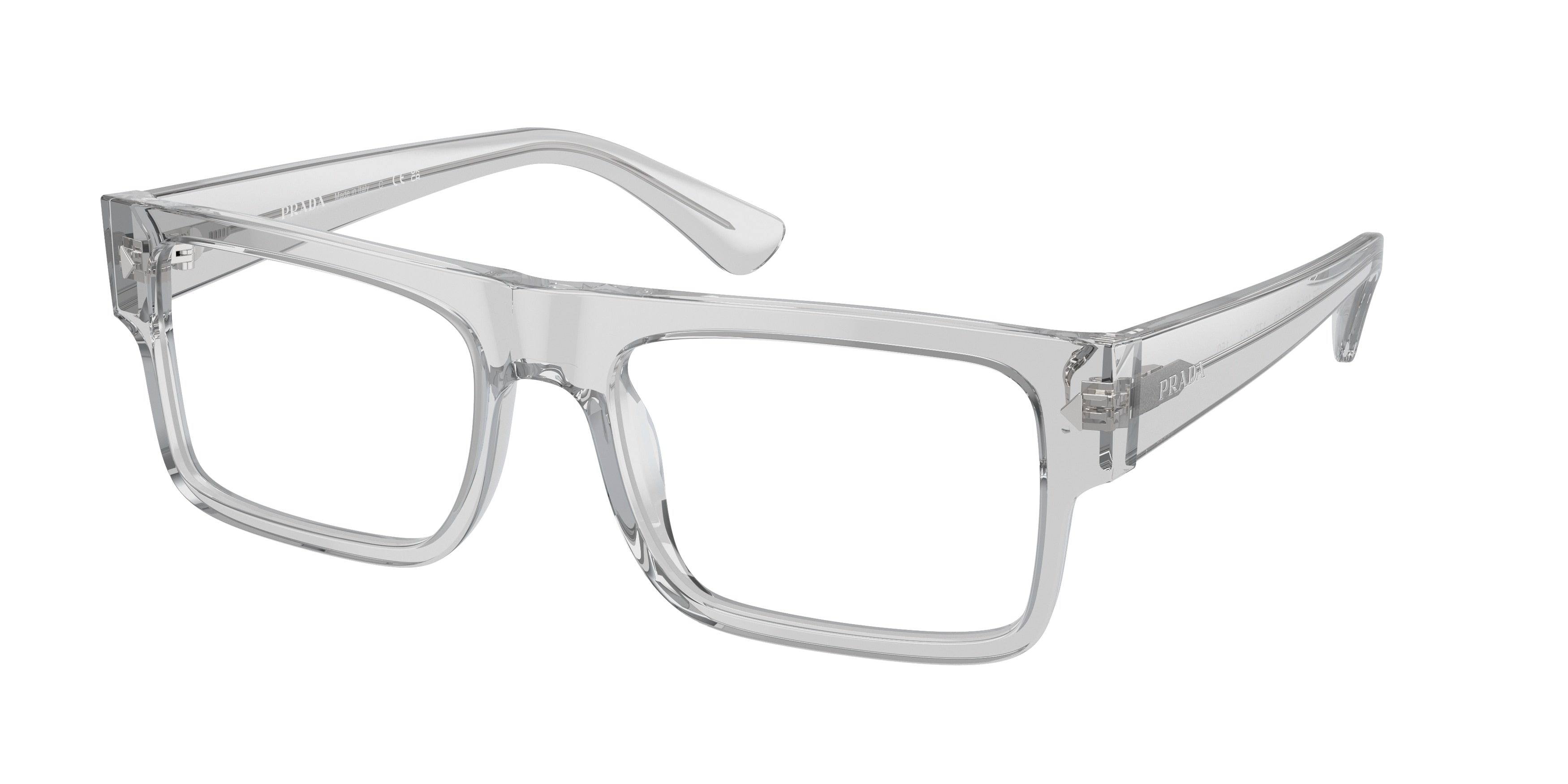 Prada PRA01VF Rectangle Eyeglasses 17P1O1-Transparent Grey 57-150-17 - Color Map Grey