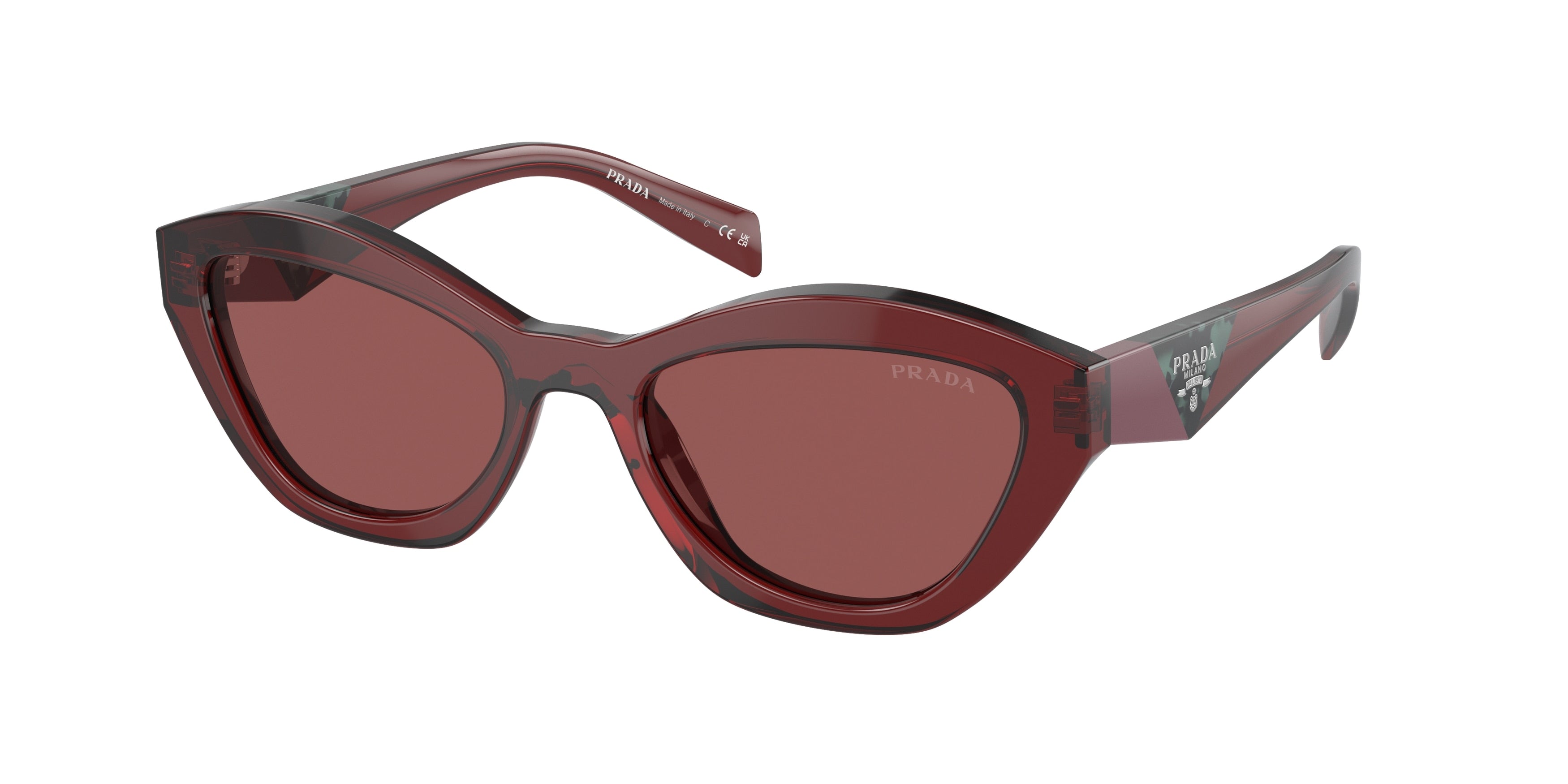 Prada PRA02S Butterfly Sunglasses 18O80B-Red Transparent 52-140-19 - Color Map Red