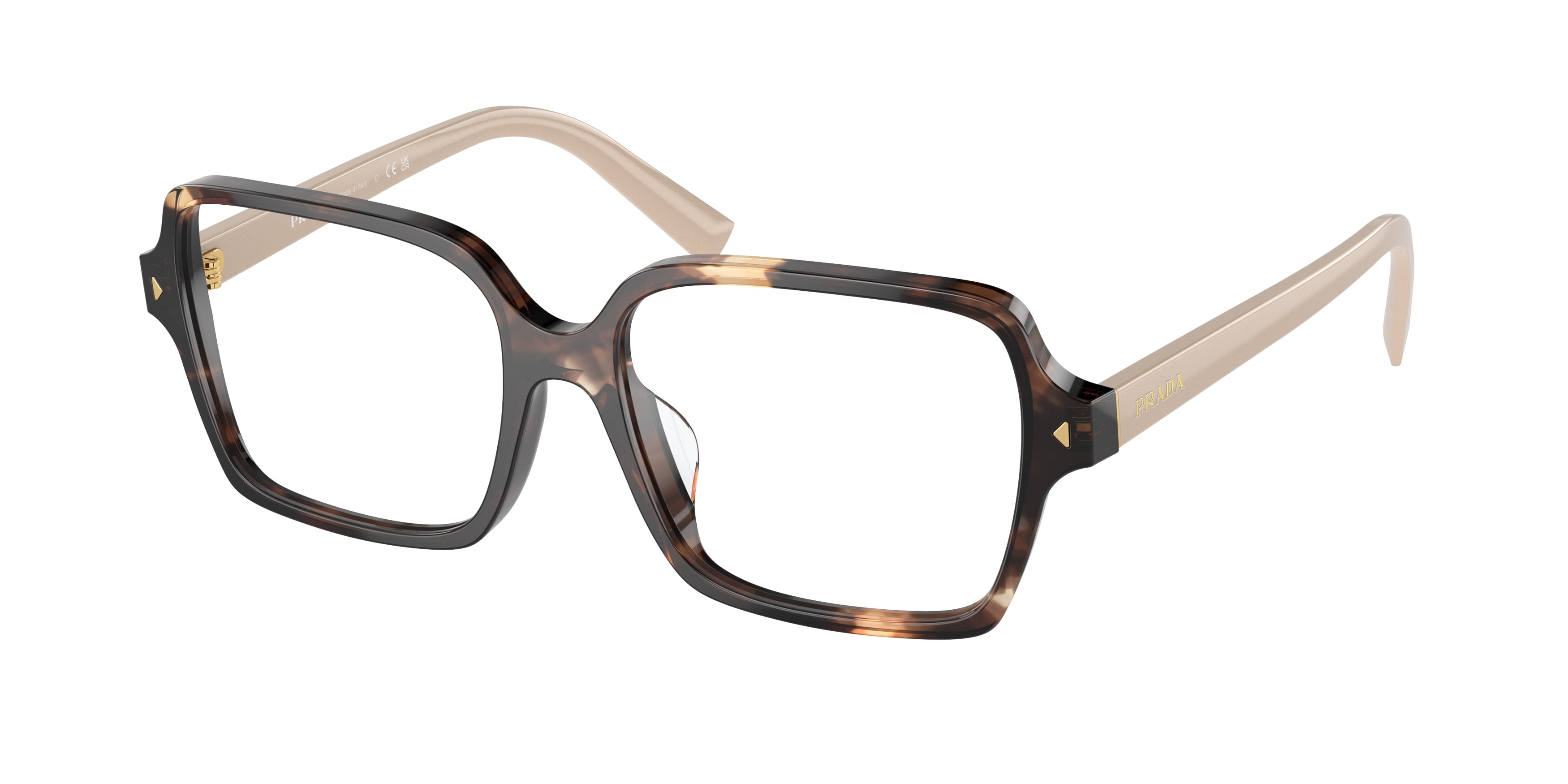 Prada PRA02V Pillow Eyeglasses  07R1O1-Havana Caramel 53-145-17 - Color Map Brown