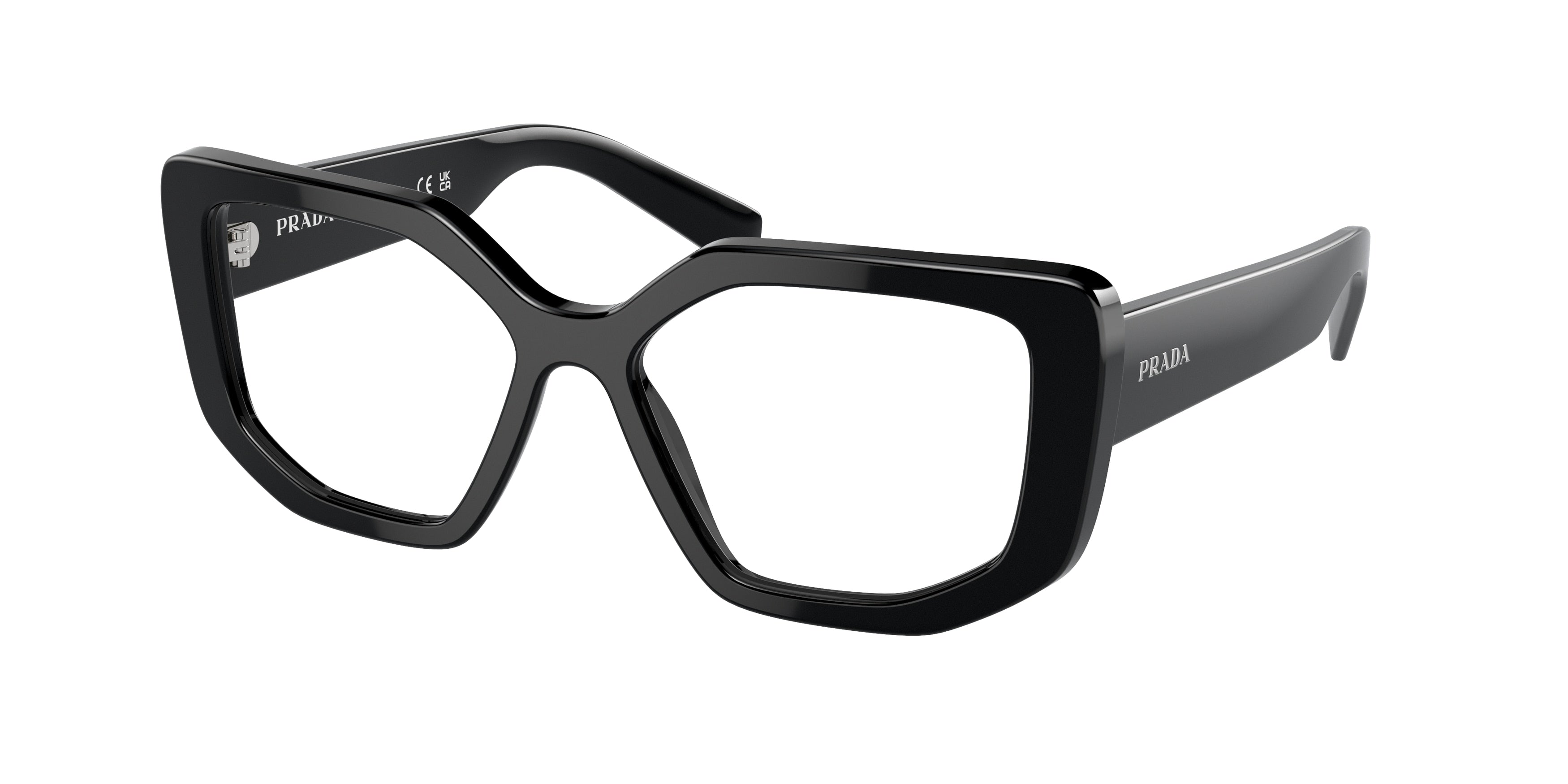 Prada PRA04VF Irregular Eyeglasses 1AB1O1-Black 55-140-15 - Color Map Black