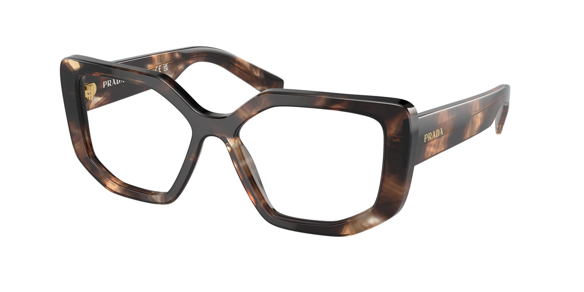 Prada PRA04V Irregular Eyeglasses for Women — Free Shipping - 52-140-16 / 07R1O1-Havana Caramel