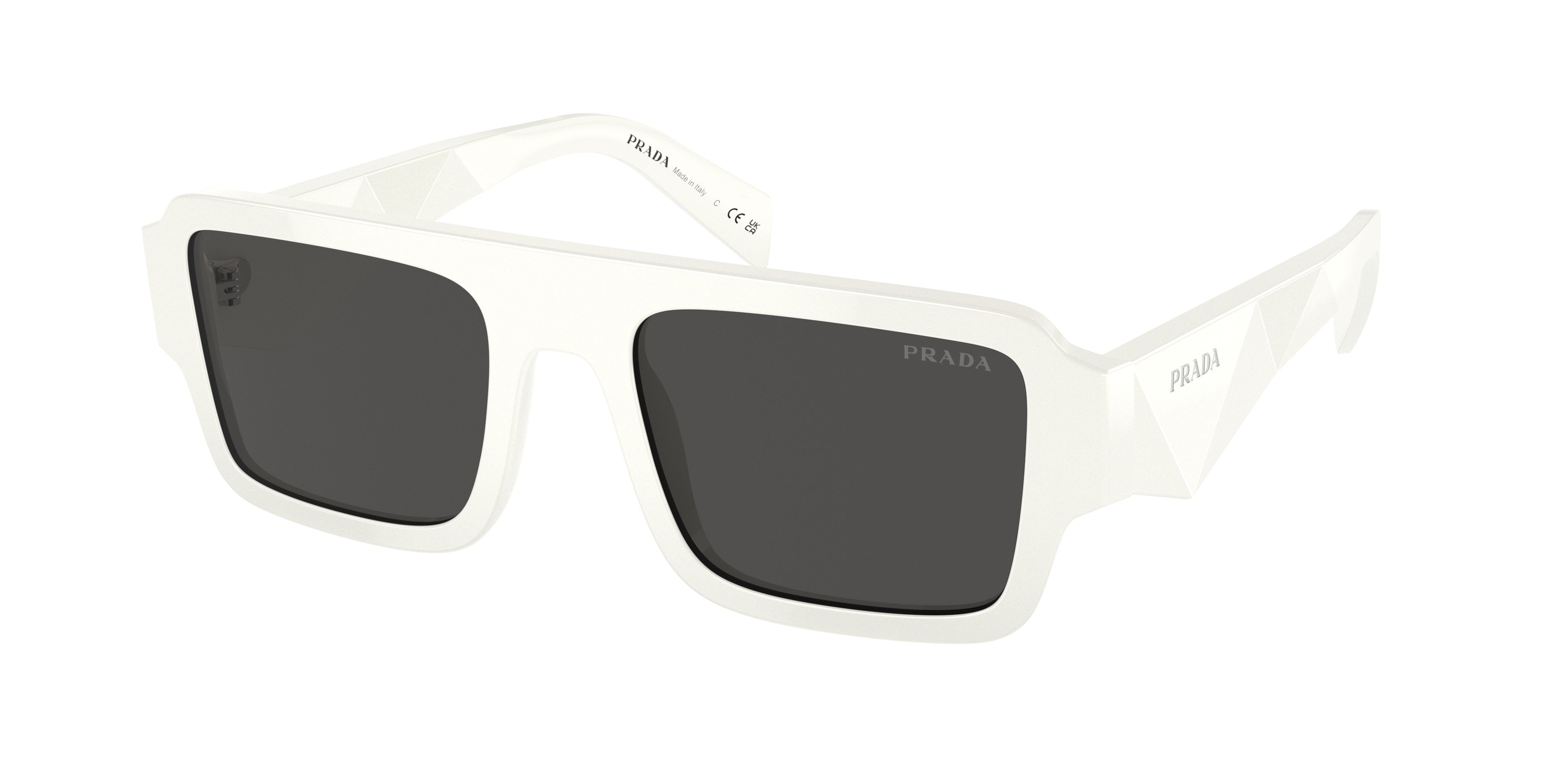 Prada PRA05SF Rectangle Sunglasses 17K08Z-White 55-145-19 - Color Map White