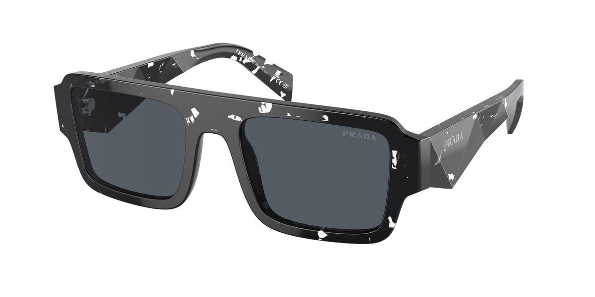 Prada PRA05S Rectangle Sunglasses 15O70B-Tortoise Black Crystal 53-145-20 - Color Map Black