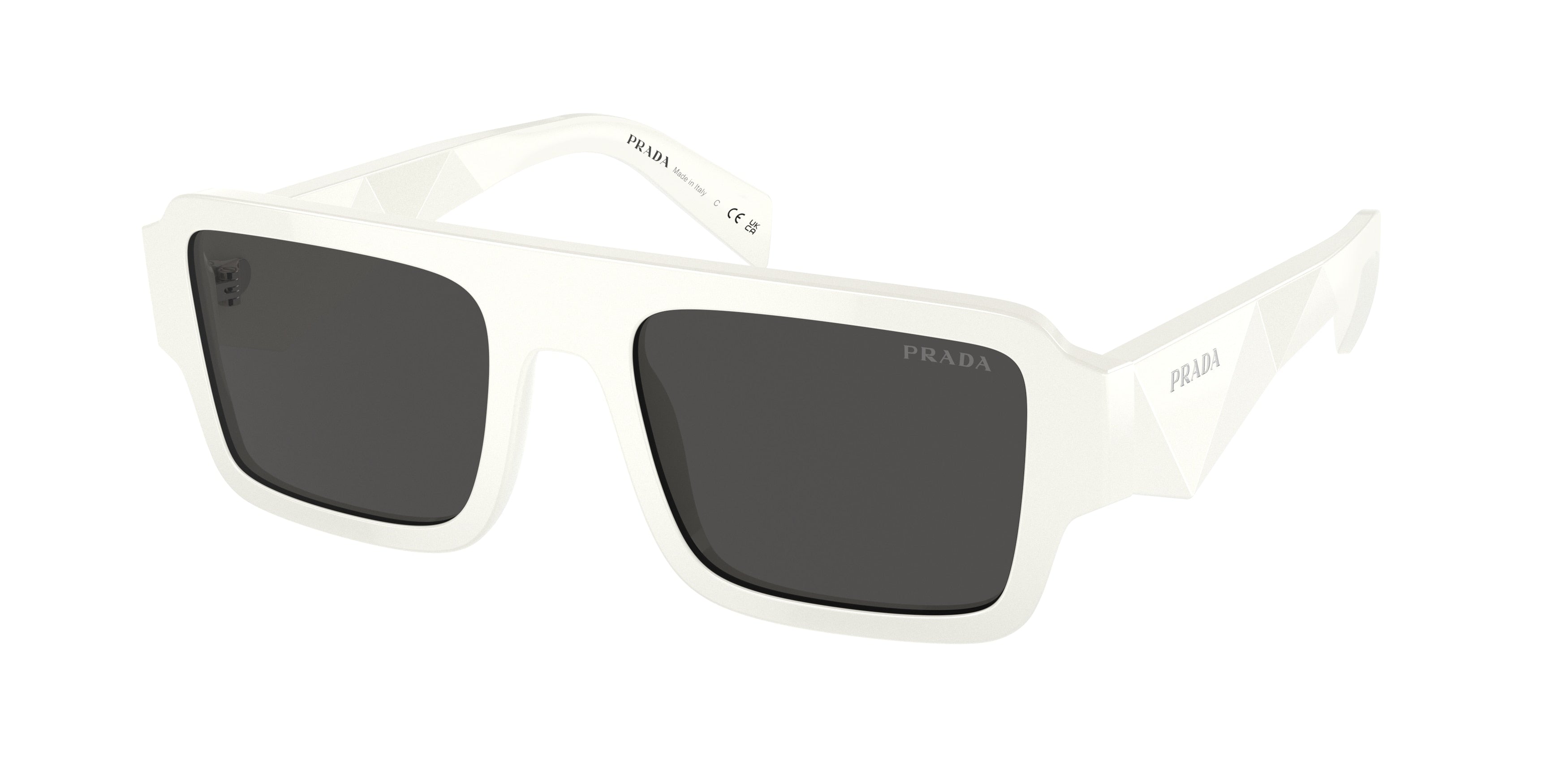 Prada PRA05S Rectangle Sunglasses 17K08Z-White 53-145-20 - Color Map White