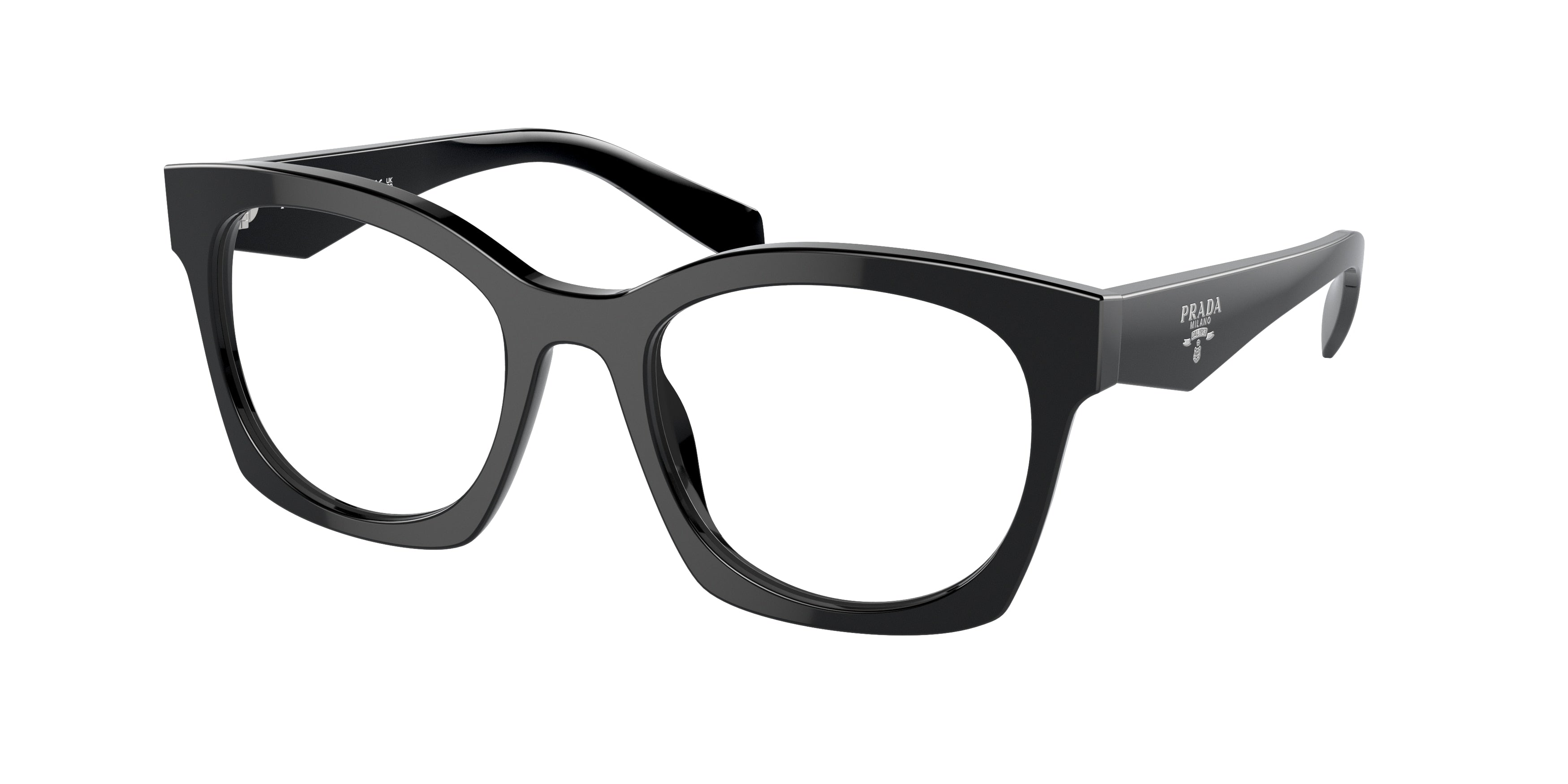 Prada PRA05VF Irregular Eyeglasses 16K1O1-Black 54-140-18 - Color Map Black