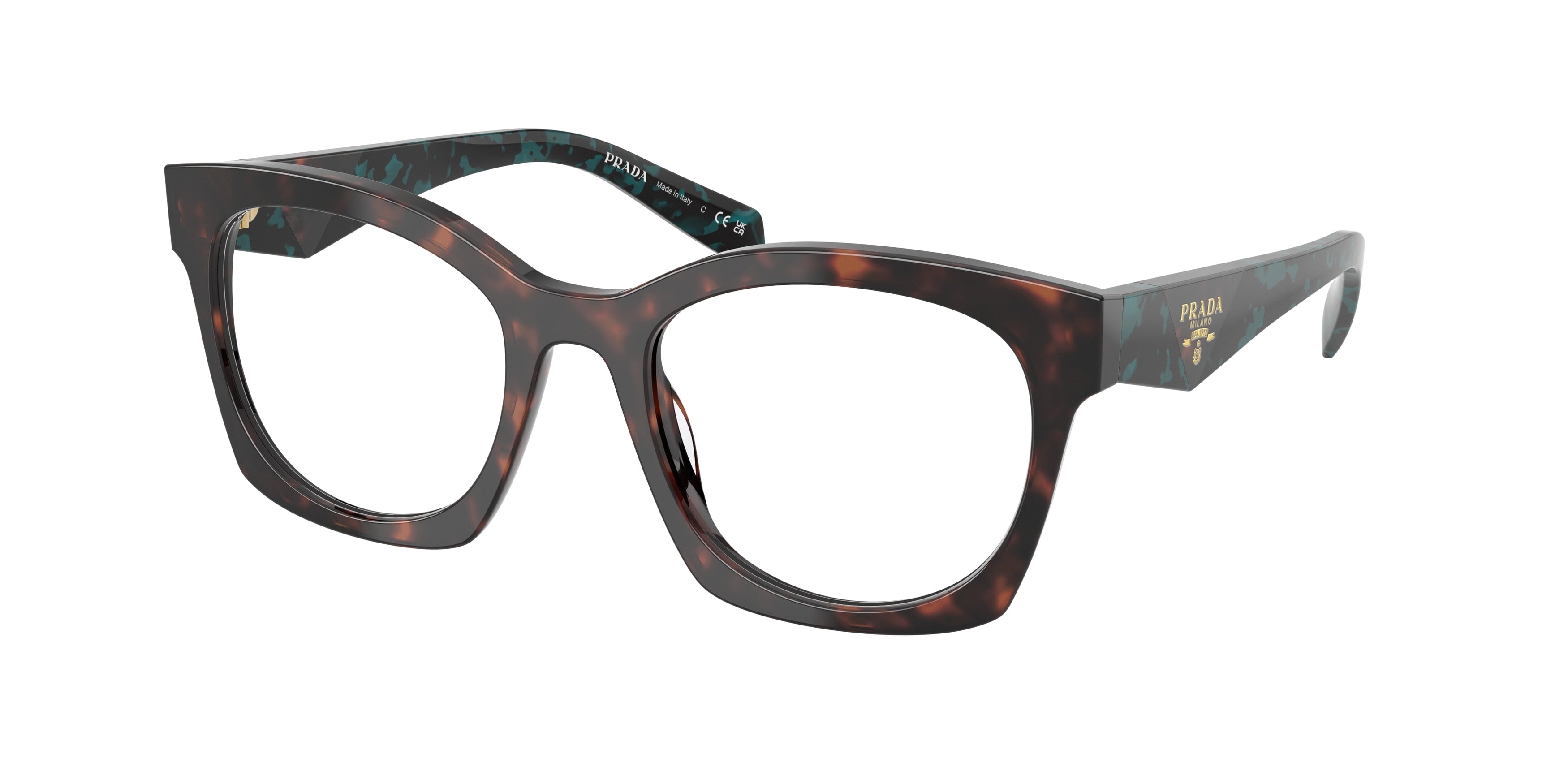 Prada PRA05VF Irregular Eyeglasses 18Z1O1-Root Tortoise 54-140-18 - Color Map Tortoise