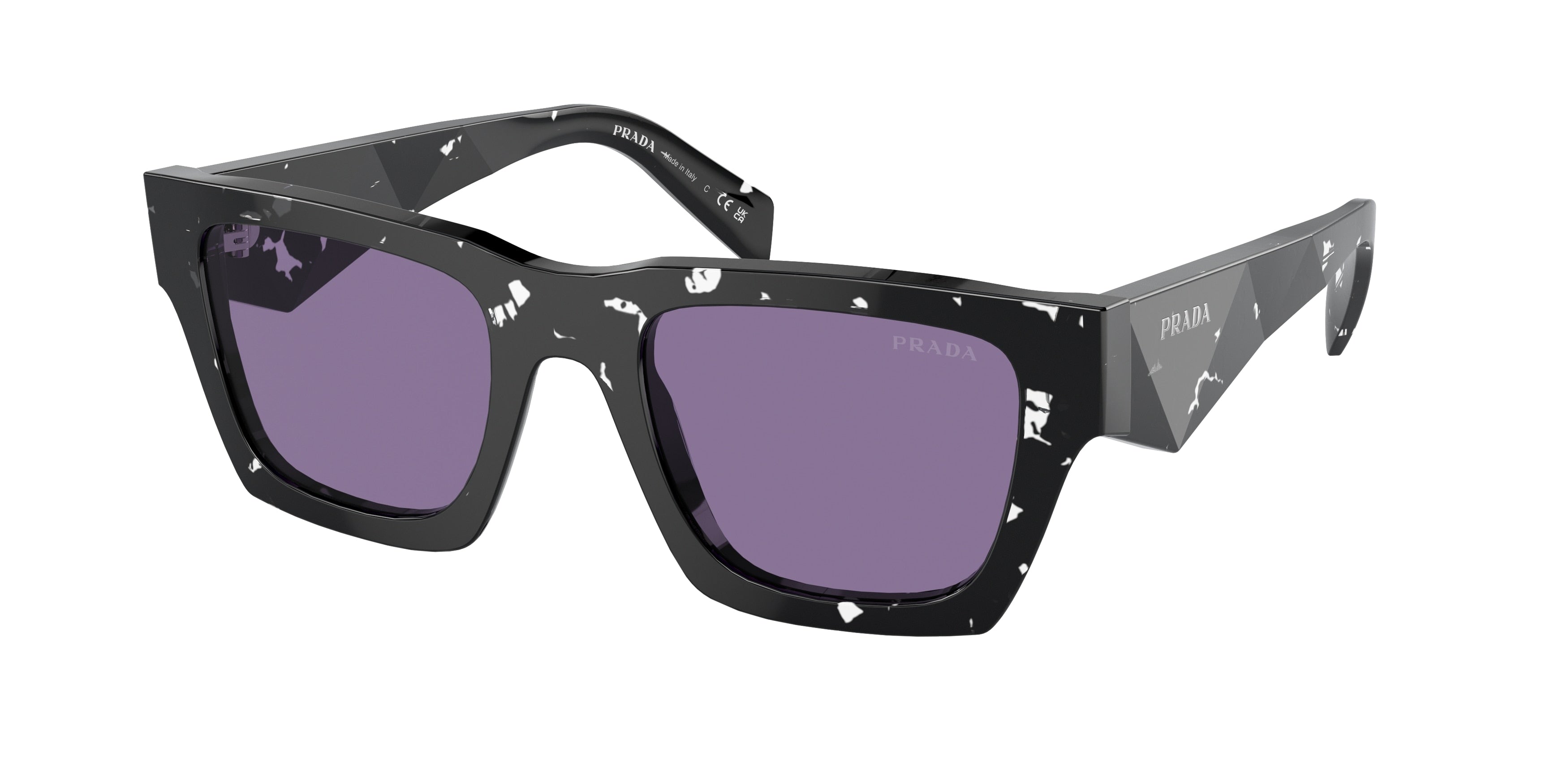 Prada PRA06SF Pillow Sunglasses 15O50B-Tortoise Black Crystal 54-145-19 - Color Map Black