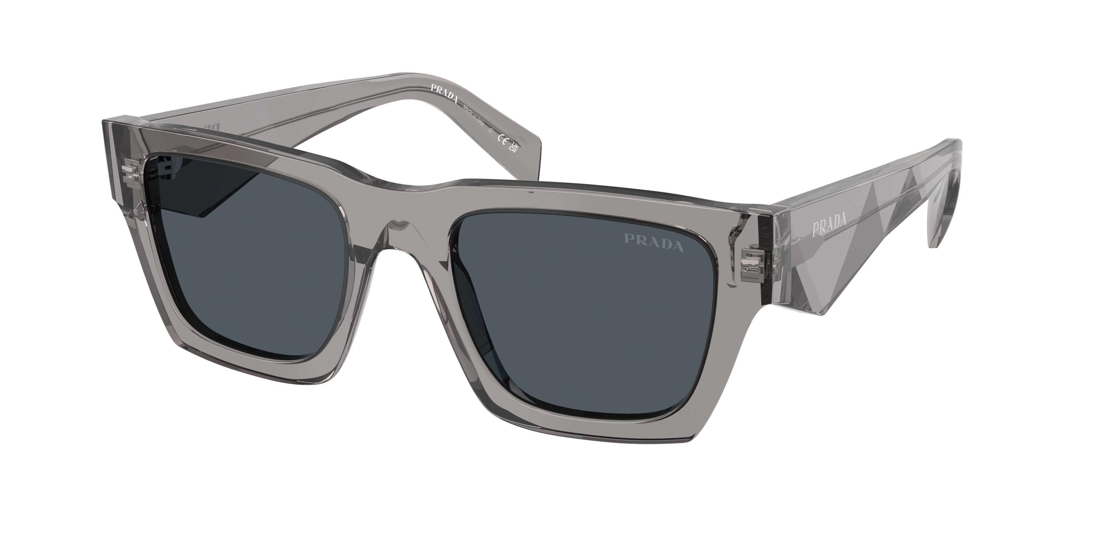 Prada PRA06S Pillow Sunglasses 16Z70B-Transparent Dark Grey 50-145-21 - Color Map Grey