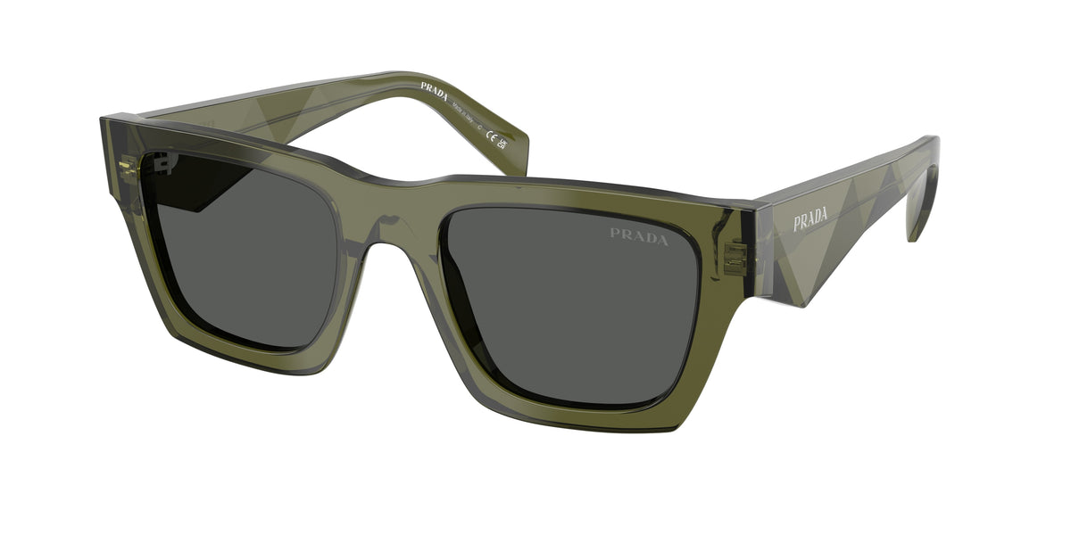 Prada PRA06S Pillow Sunglasses 25A40L-Transparent Military 50-145-21 - Color Map Green