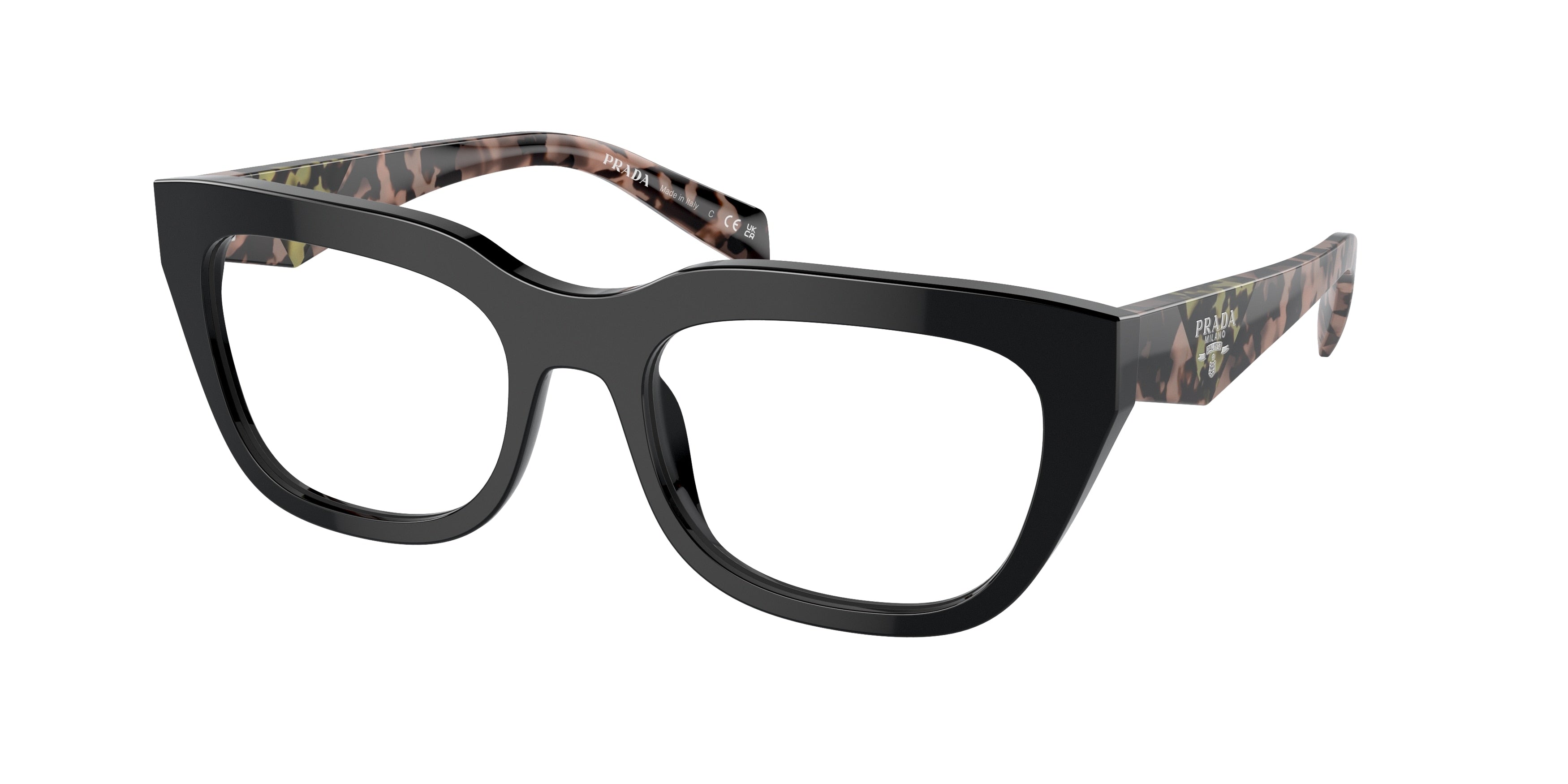Prada PRA06VF Irregular Eyeglasses 13P1O1-Black 55-140-18 - Color Map Black