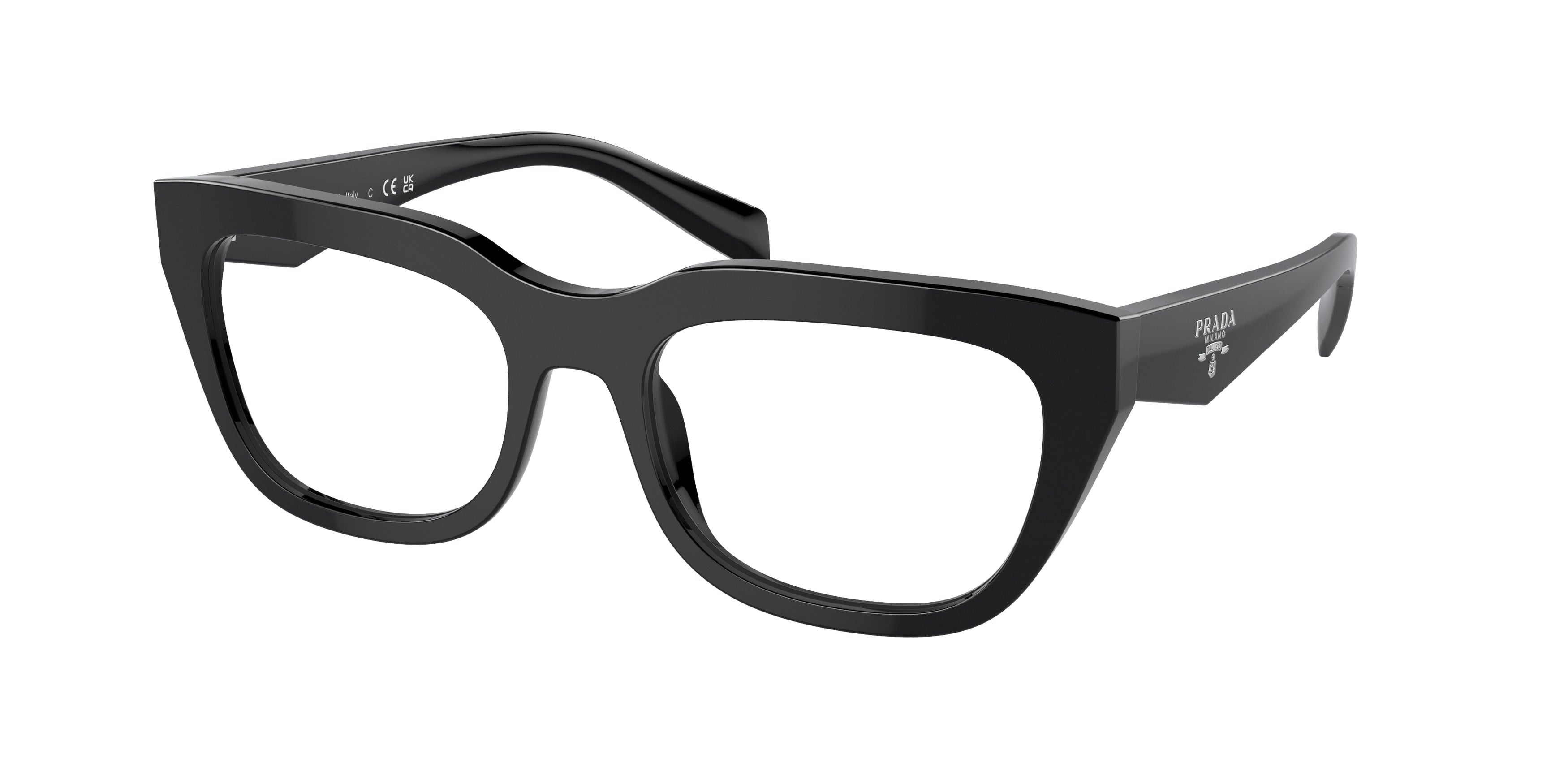 Prada PRA06VF Irregular Eyeglasses 16K1O1-Black 55-140-18 - Color Map Black