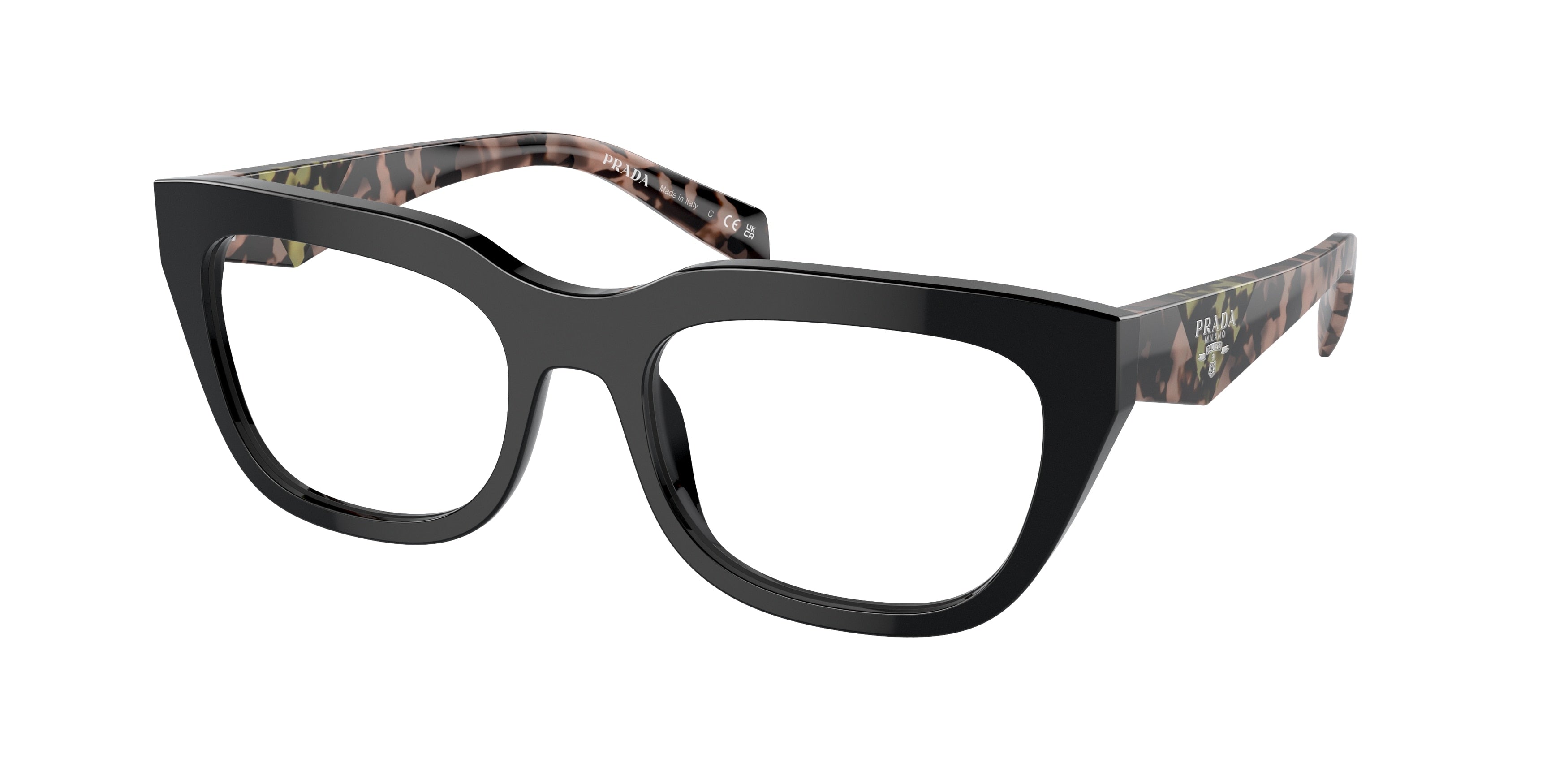 Prada PRA06V Irregular Eyeglasses 13P1O1-Black 54-140-19 - Color Map Black
