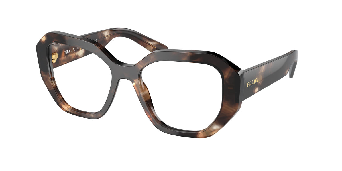 Prada PRA07V Irregular Eyeglasses 07R1O1-Havana Caramel 52-140-17 - Color Map Brown