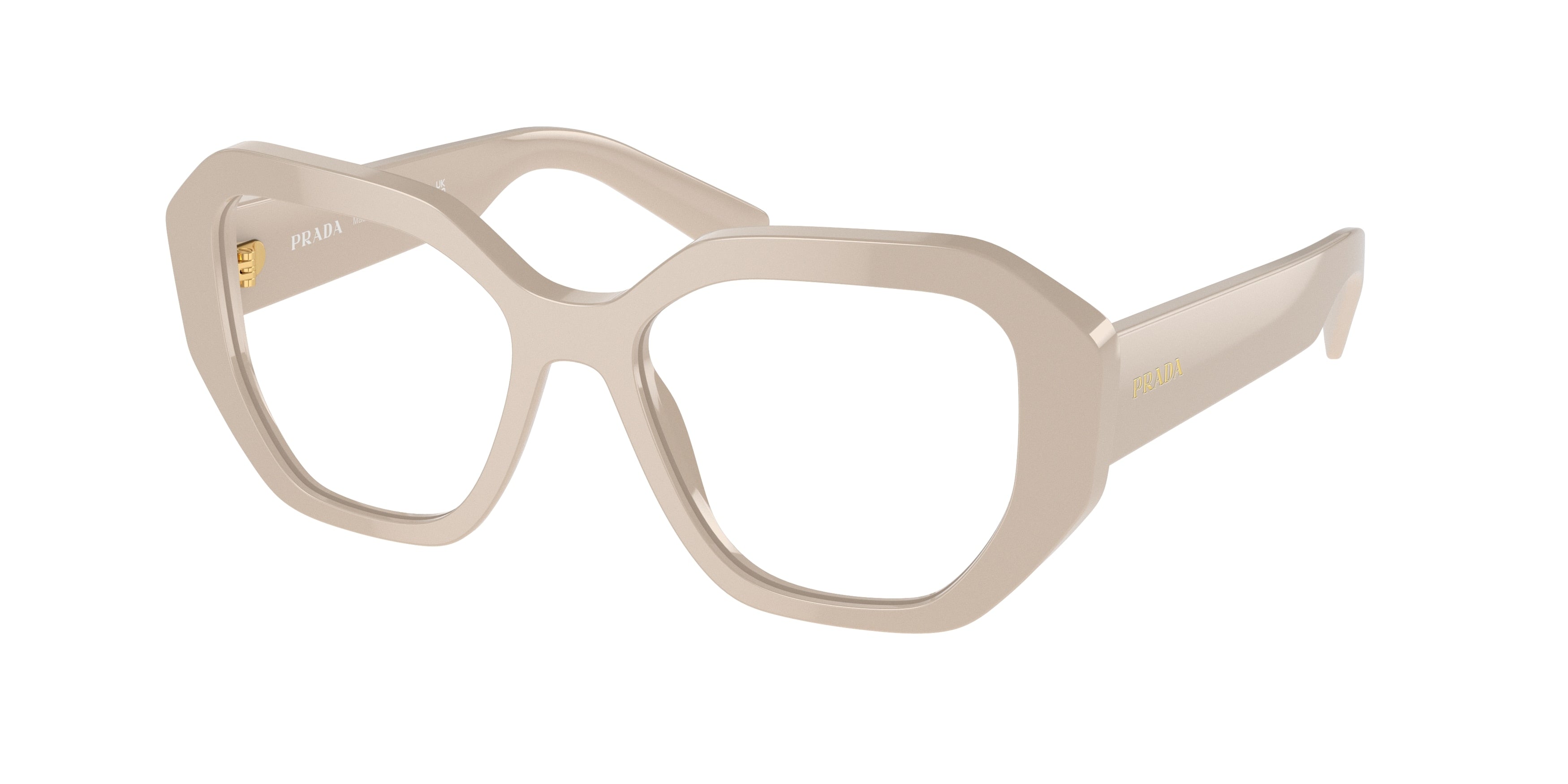 Prada PRA07V Irregular Eyeglasses 11O1O1-White Ivory 52-140-17 - Color Map White