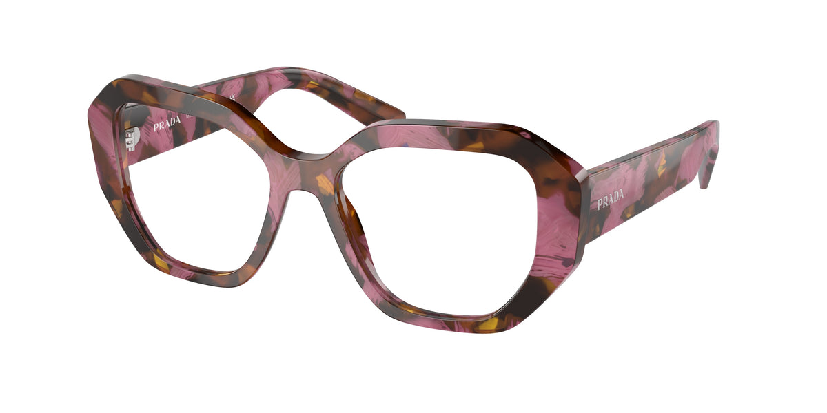 Prada PRA07V Irregular Eyeglasses 18N1O1-Havana Cognac 52-140-17 - Color Map Brown
