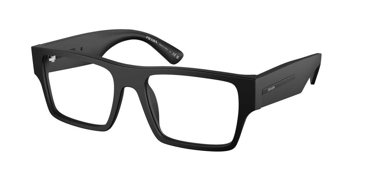 Prada PRA08V Rectangle Eyeglasses 12P1O1-Matte Black 54-145-18 - Color Map Black