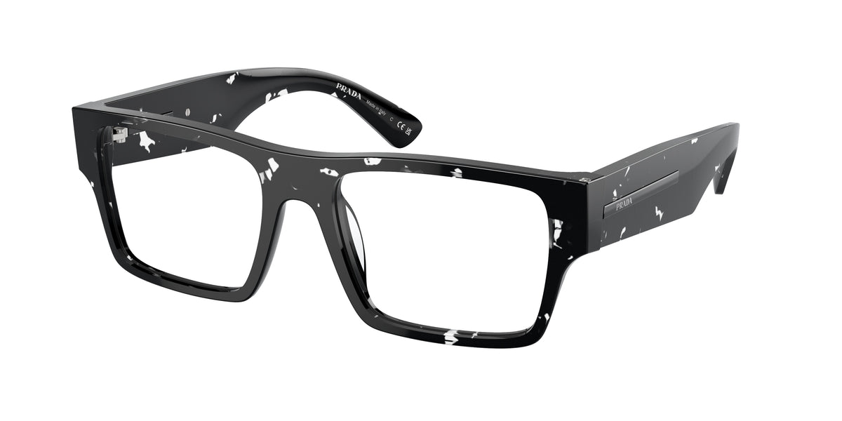 Prada PRA08V Rectangle Eyeglasses 15O1O1-Havana Black Transparent 54-145-18 - Color Map Brown