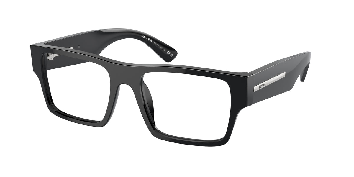 Prada PRA08V Rectangle Eyeglasses 16K1O1-Black 54-145-18 - Color Map Black