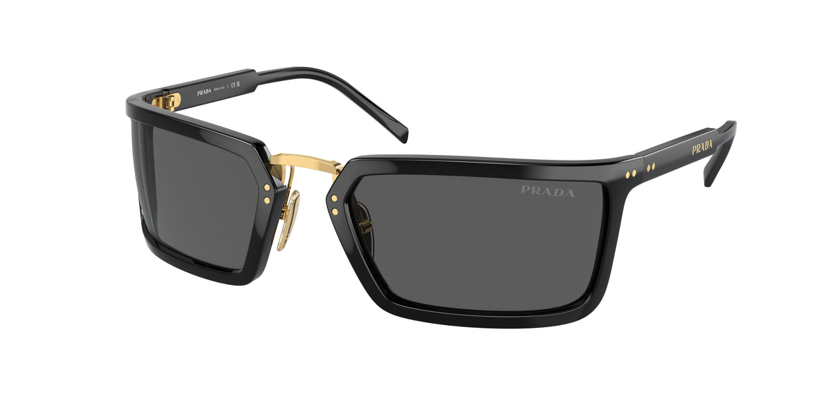 Prada PRA11S Irregular Sunglasses 1AB5S0-Black 62-125-23 - Color Map Black