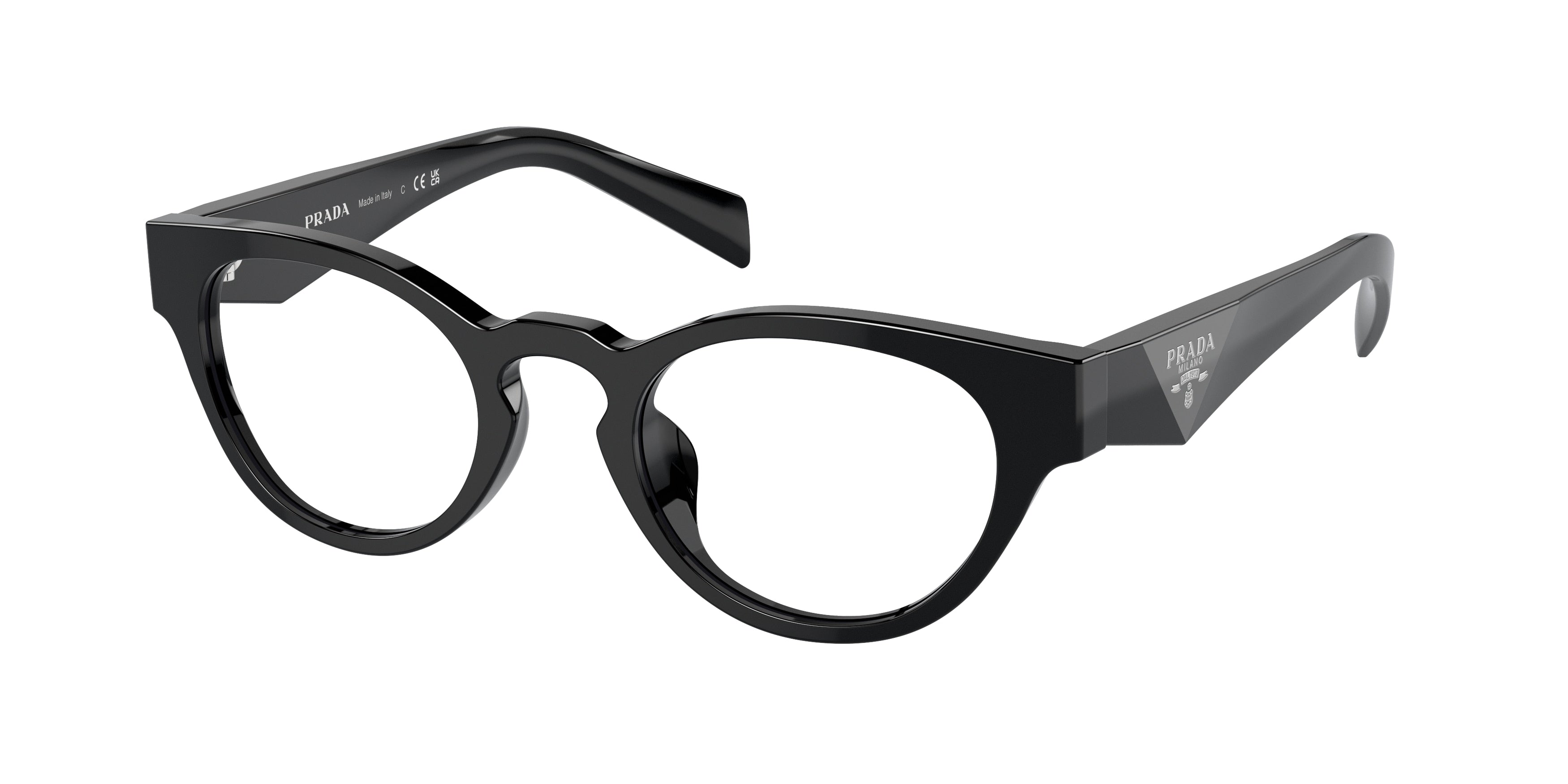 Prada PRA11VD Oval Eyeglasses 16K1O1-Black 49-145-22 - Color Map Black