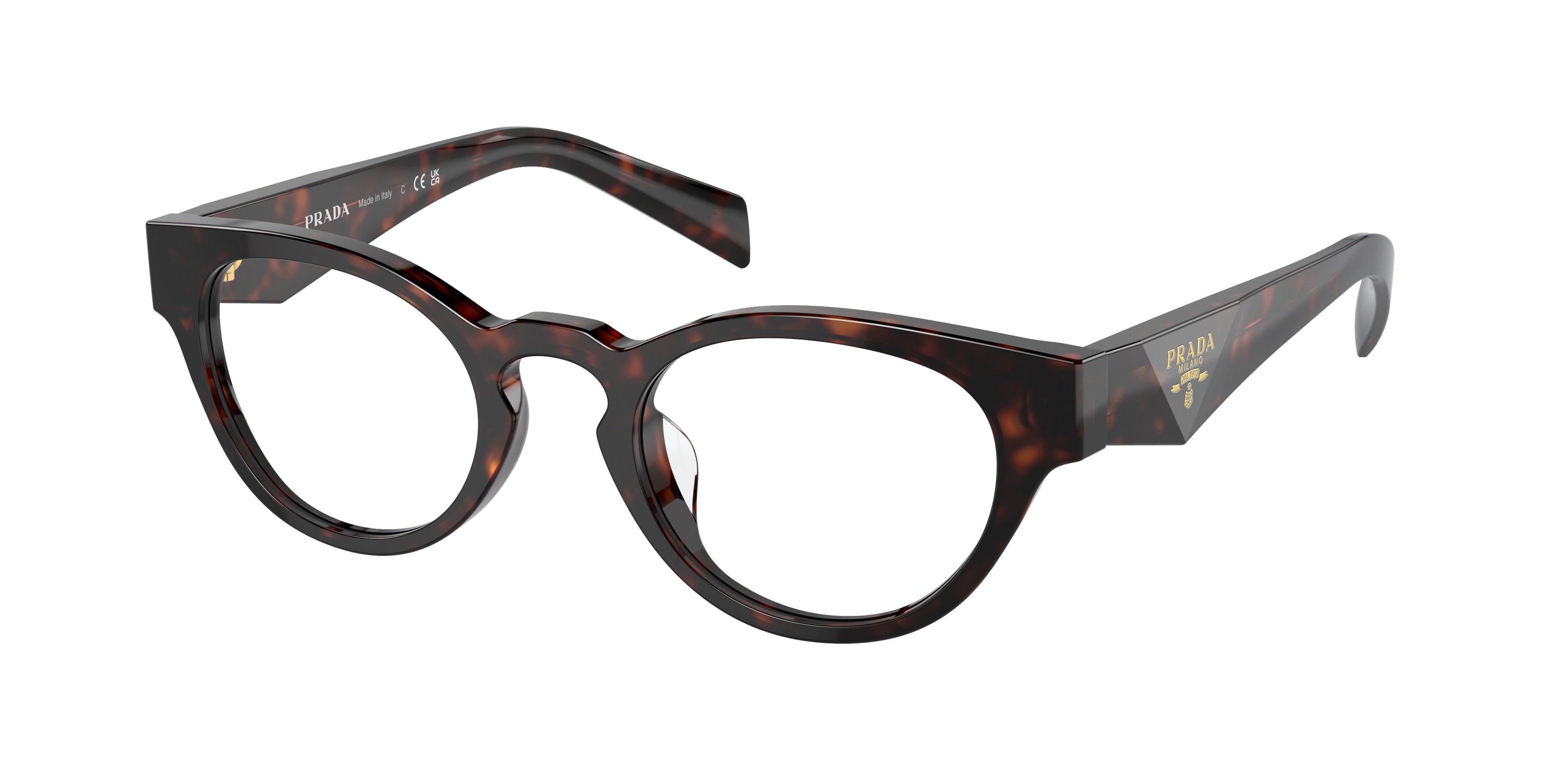 Prada PRA11VD Oval Eyeglasses 16N1O1-Briar Tortoise 49-145-22 - Color Map Brown