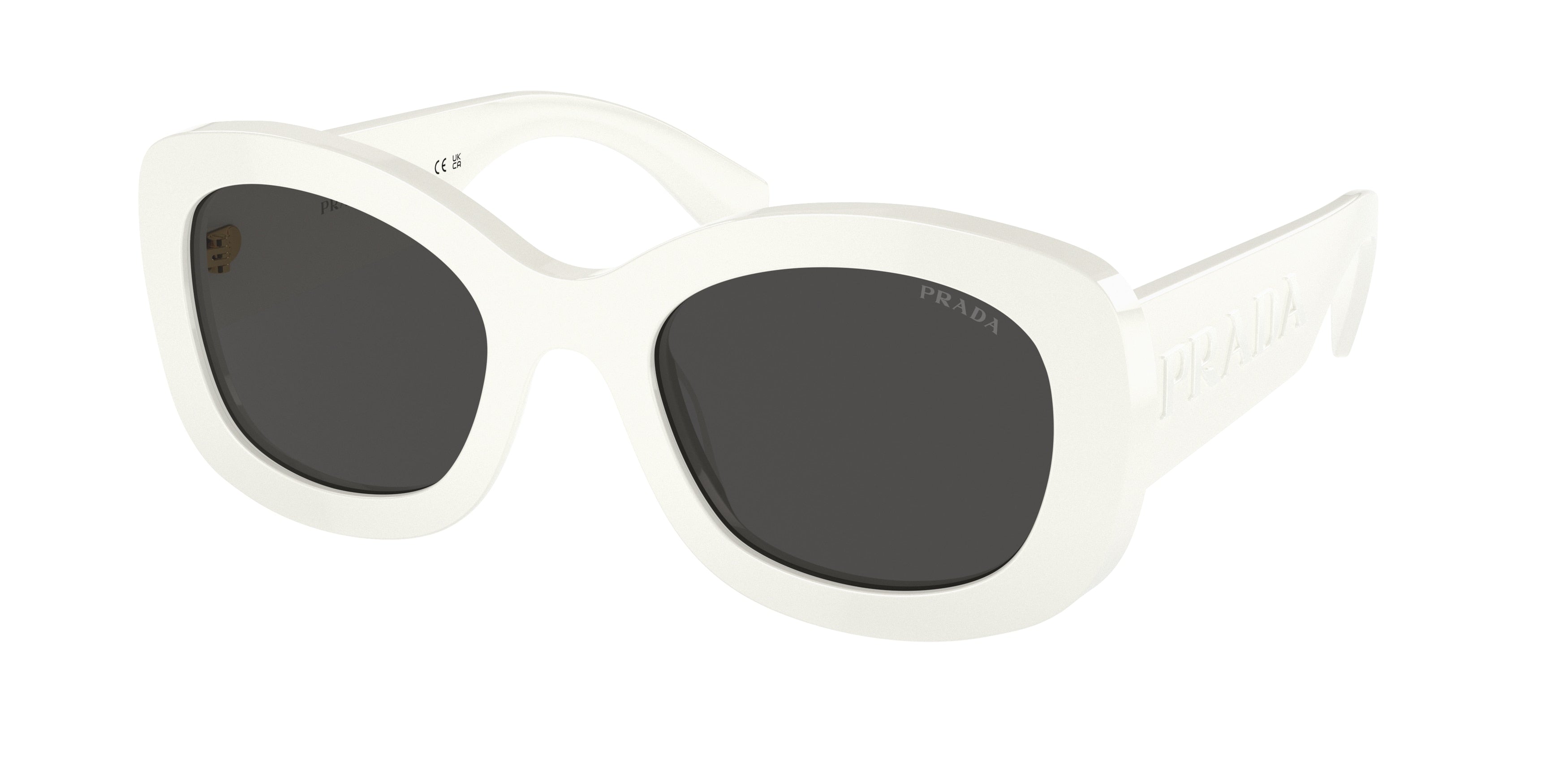 Prada PRA13S Oval Sunglasses  1425S0-Talc 54-145-23 - Color Map White