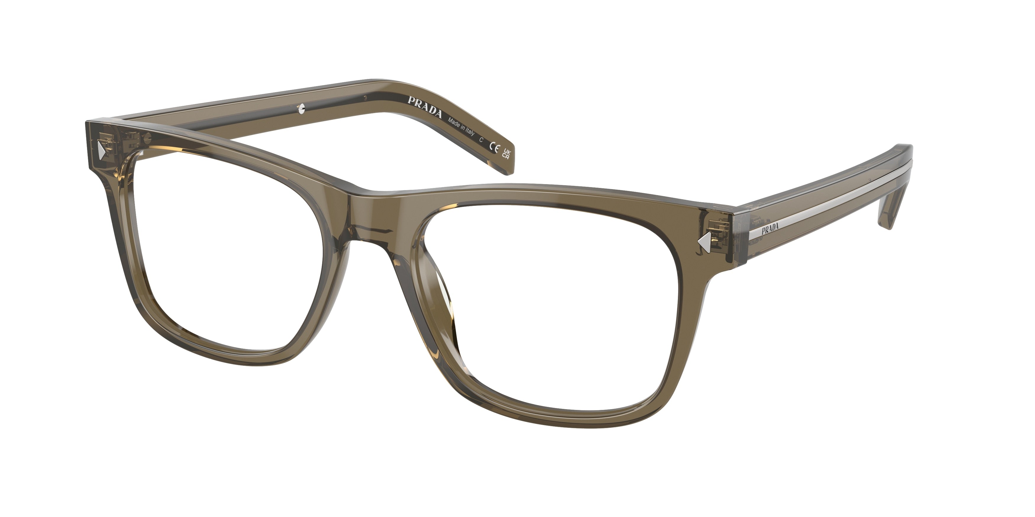 Prada PRA13VF Pillow Eyeglasses 18T1O1-Transparent Earth 54-150-18 - Color Map Brown