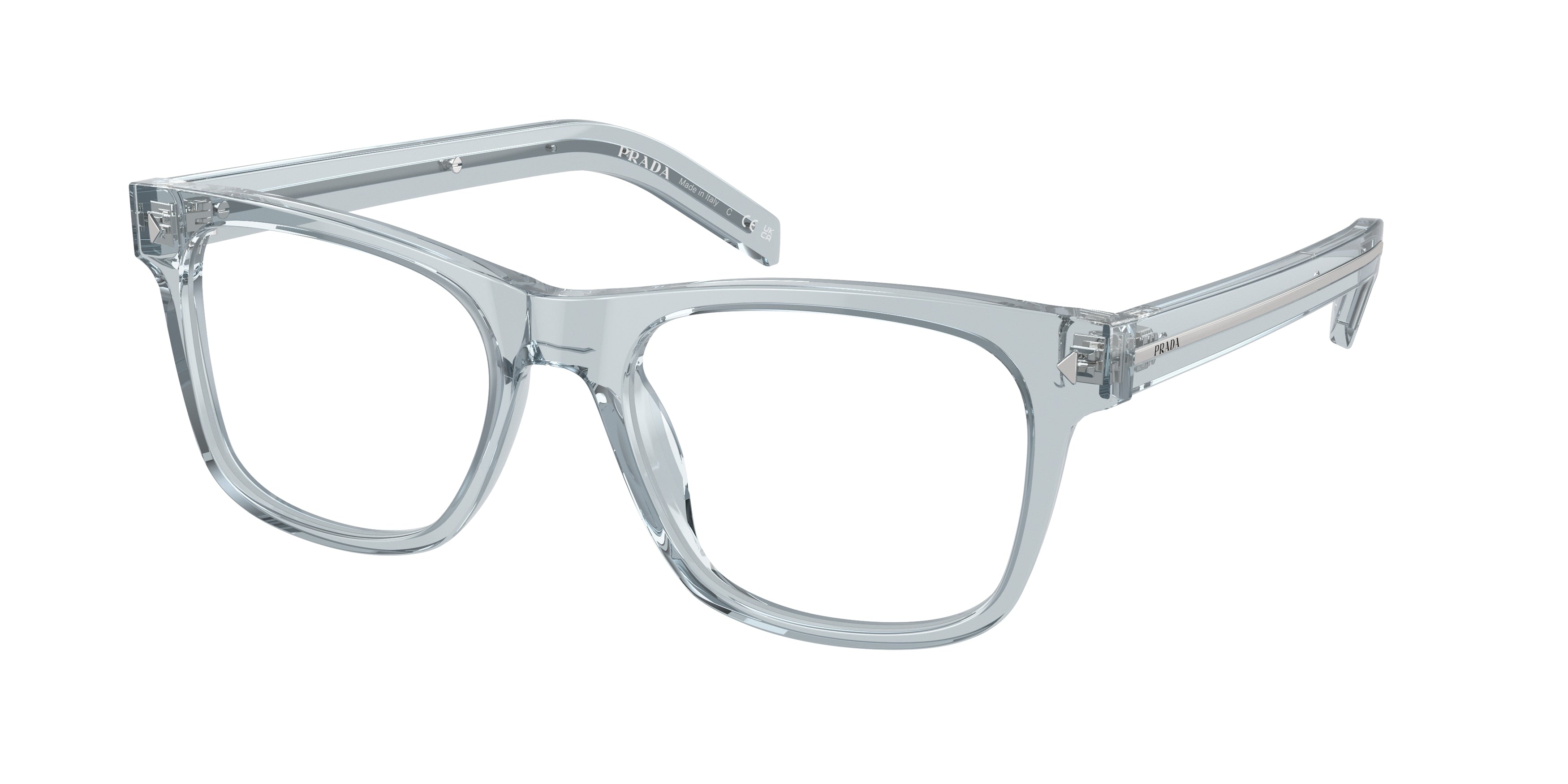 Prada PRA13VF Pillow Eyeglasses 19T1O1-Transparent Azure 54-150-18 - Color Map Blue