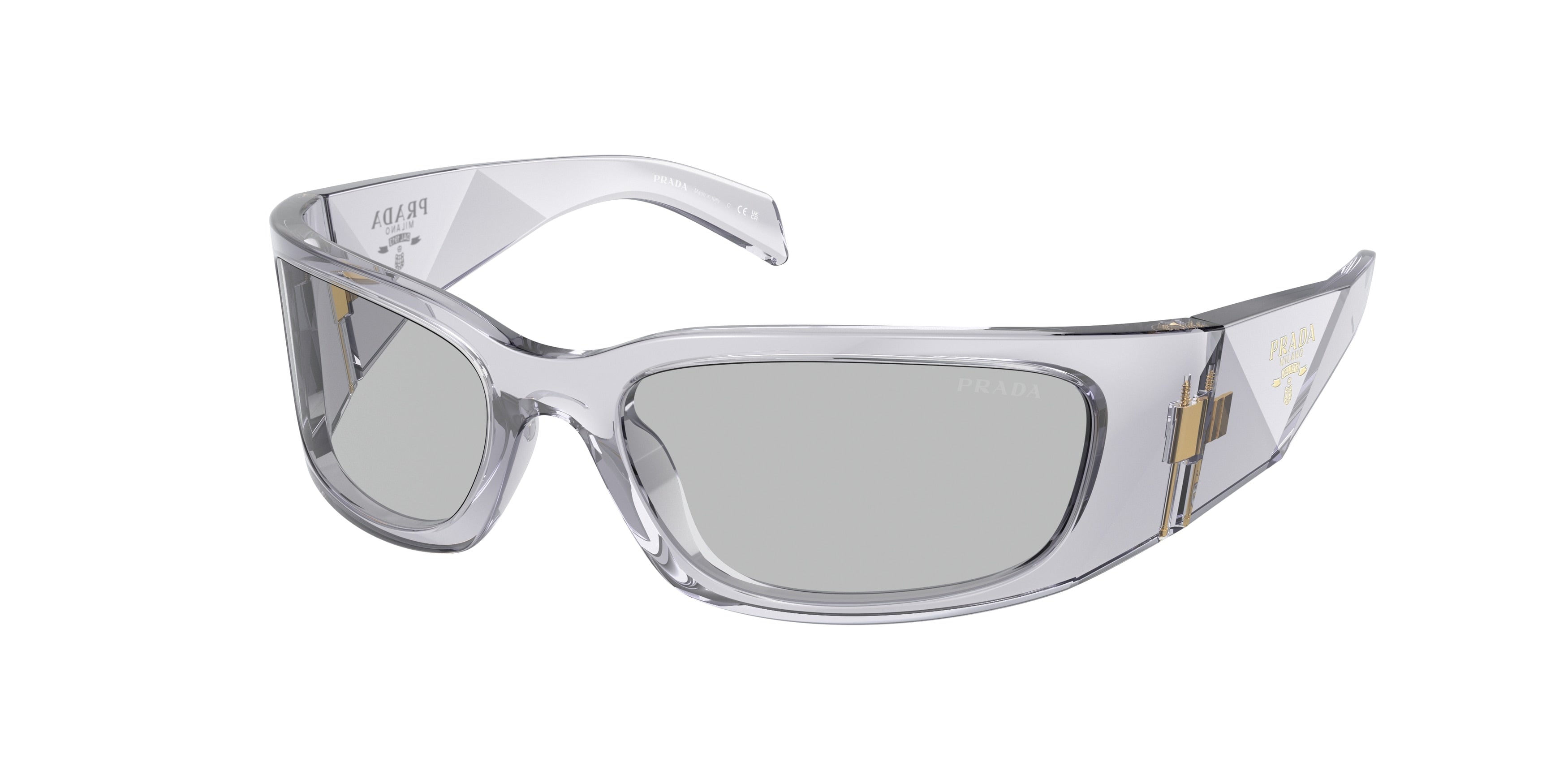 Prada PRA14S Butterfly Sunglasses  12R30B-Transparent Grey 60-120-18 - Color Map Grey
