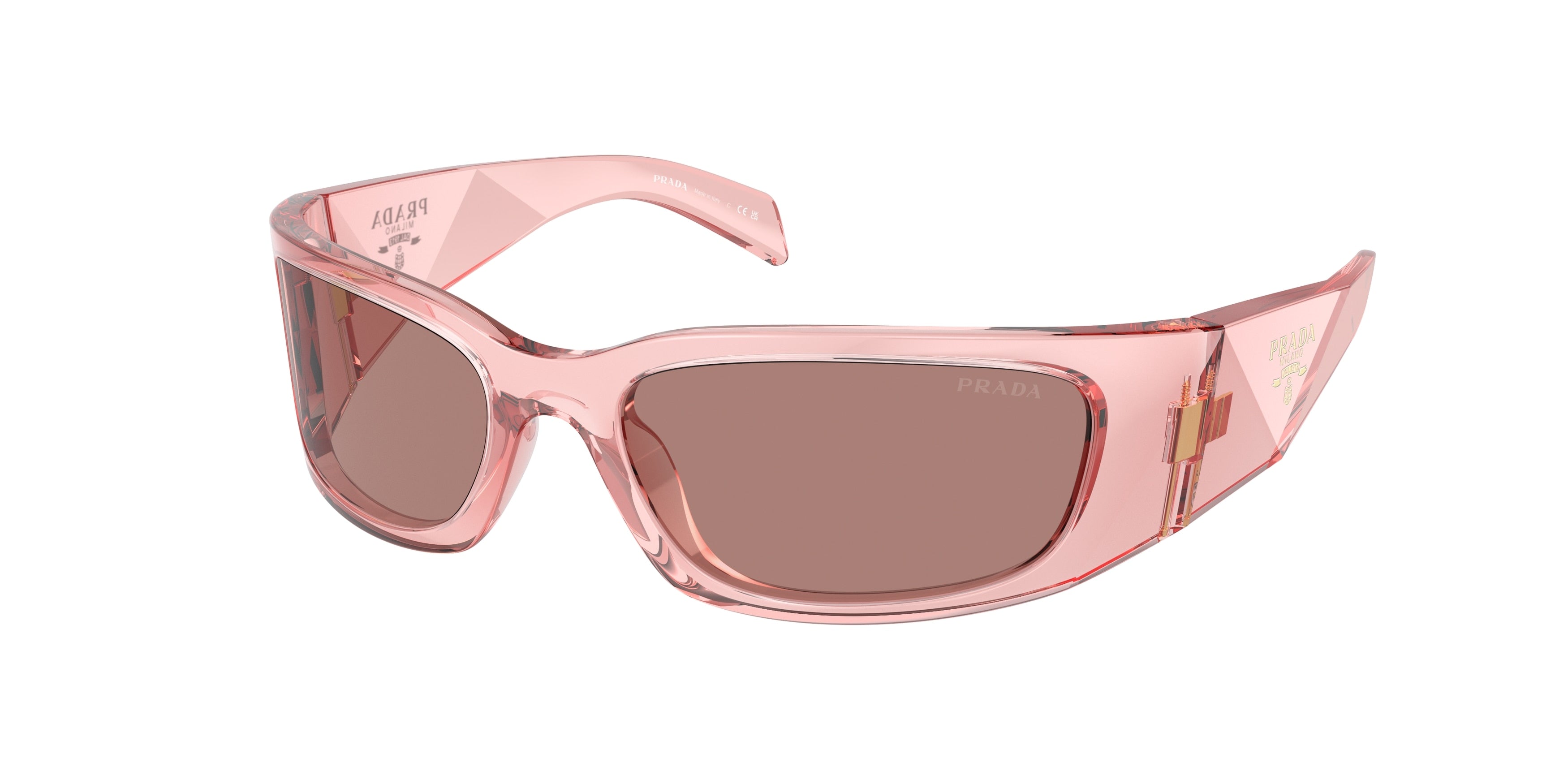 Prada PRA14S Butterfly Sunglasses 19Q10D-Transparent Peach 60-120-18 - Color Map Pink