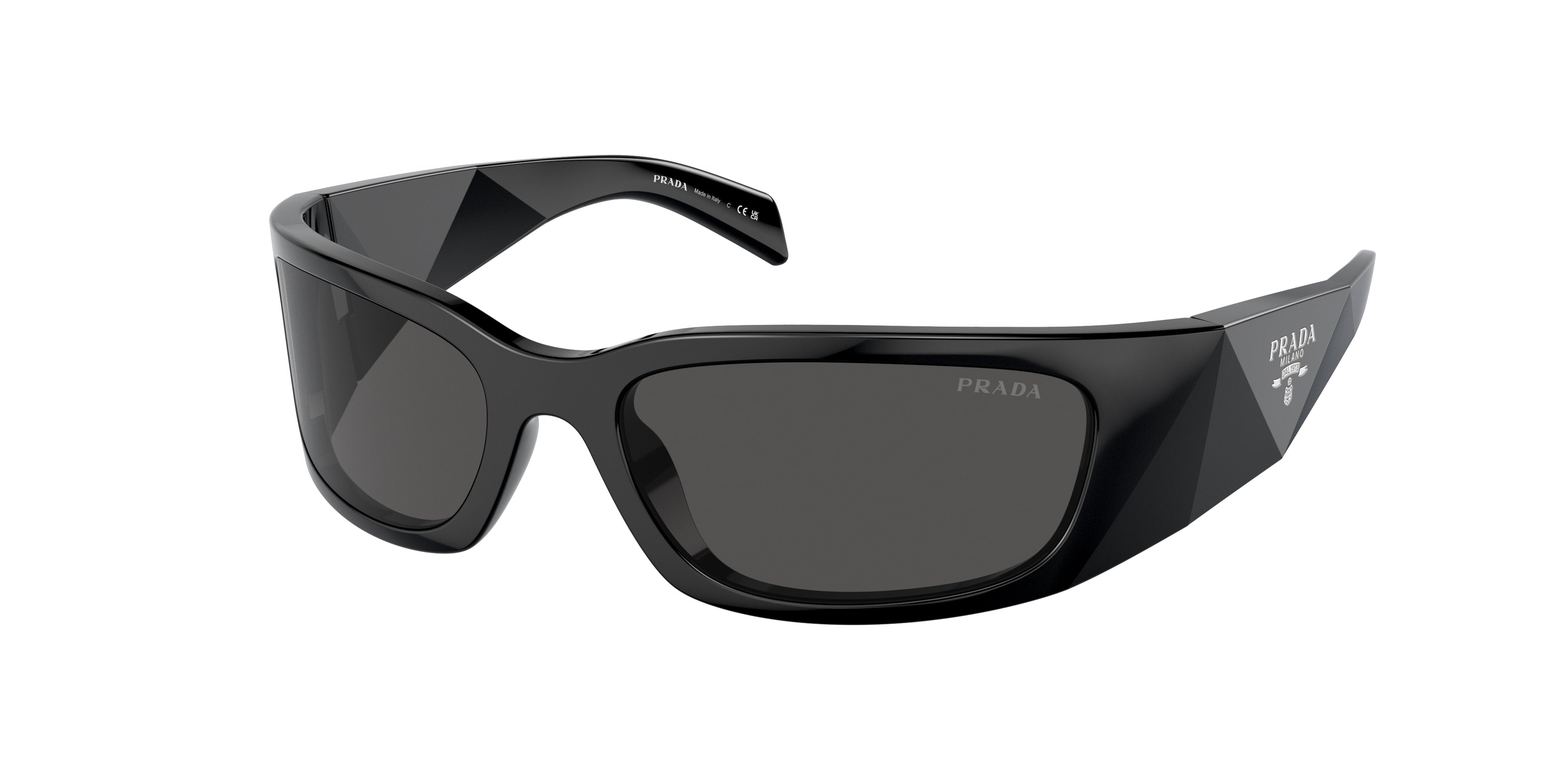 Prada PRA14S Butterfly Sunglasses 1AB5S0-Black 60-120-18 - Color Map Black