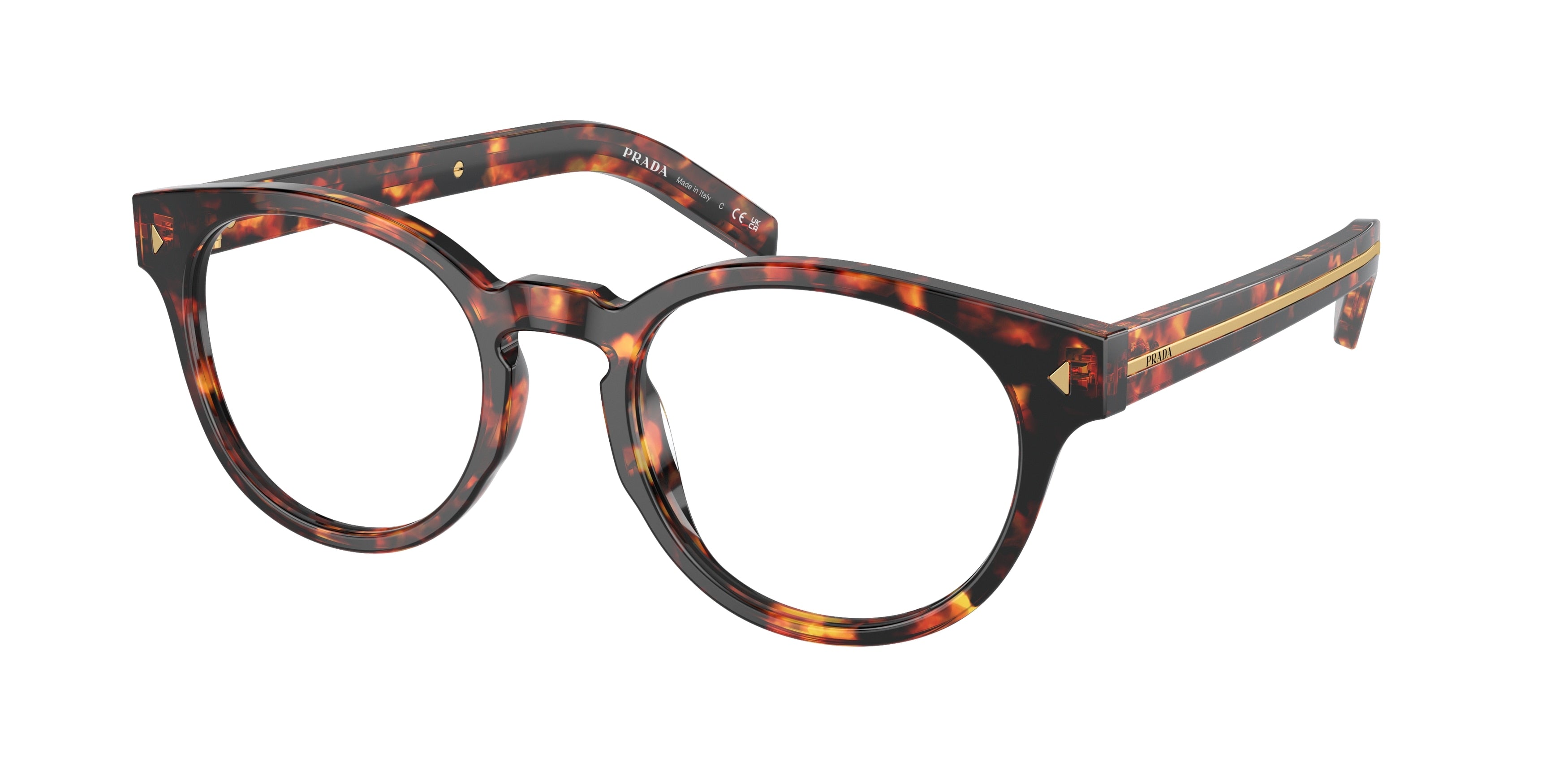 Prada PRA14V Phantos Eyeglasses 14O1O1-Magma Tortoise 52-150-21 - Color Map Tortoise