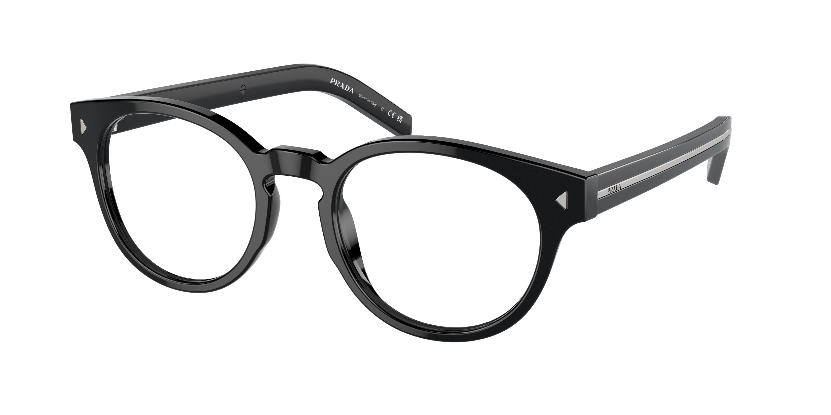 Prada PRA14V Phantos Eyeglasses 16K1O1-Black 52-150-21 - Color Map Black