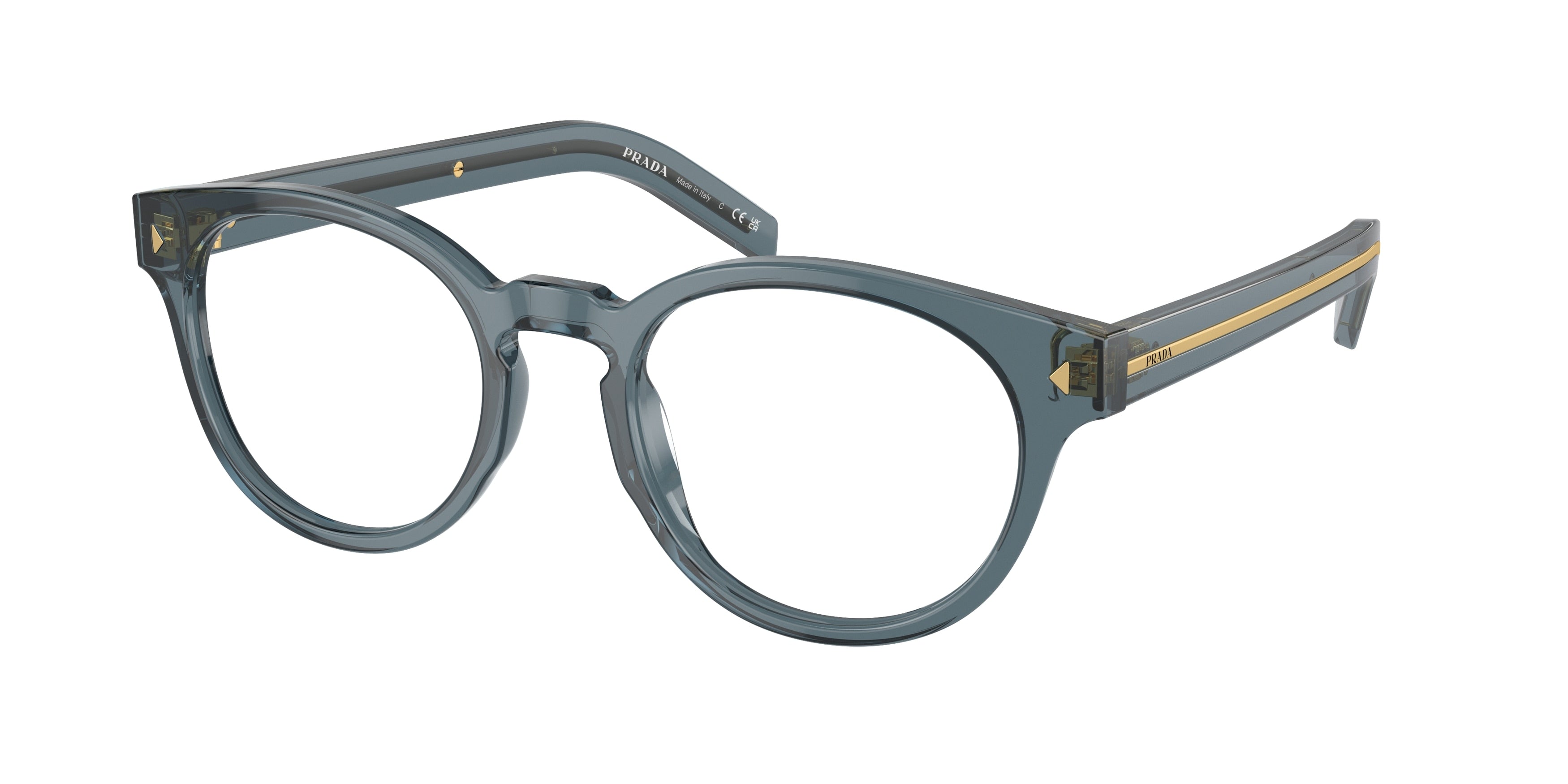 Prada PRA14V Phantos Eyeglasses 17T1O1-Transparent Ocean 52-150-21 - Color Map Blue