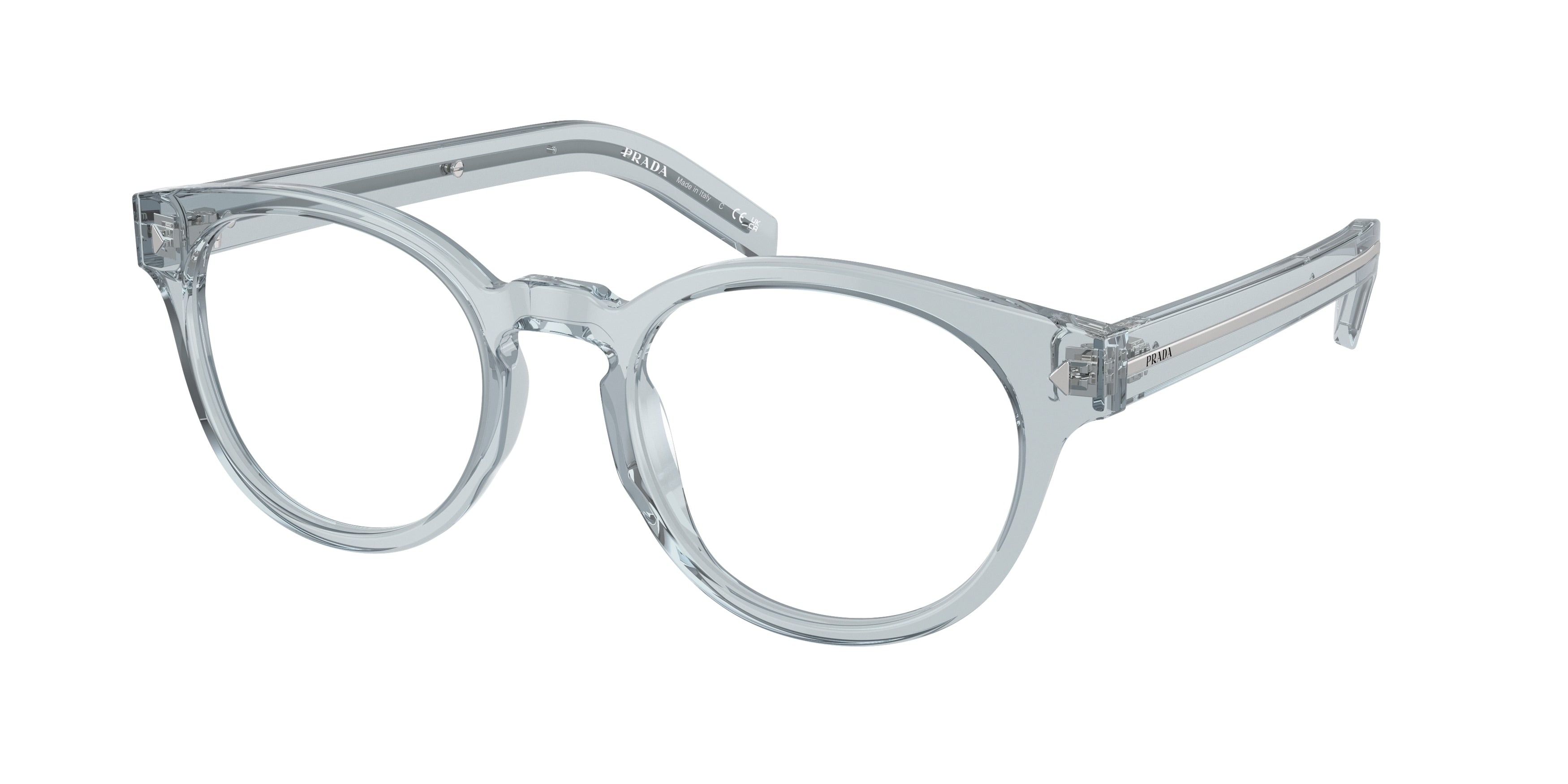 Prada PRA14V Phantos Eyeglasses 19T1O1-Transparent Azure 52-150-21 - Color Map Blue