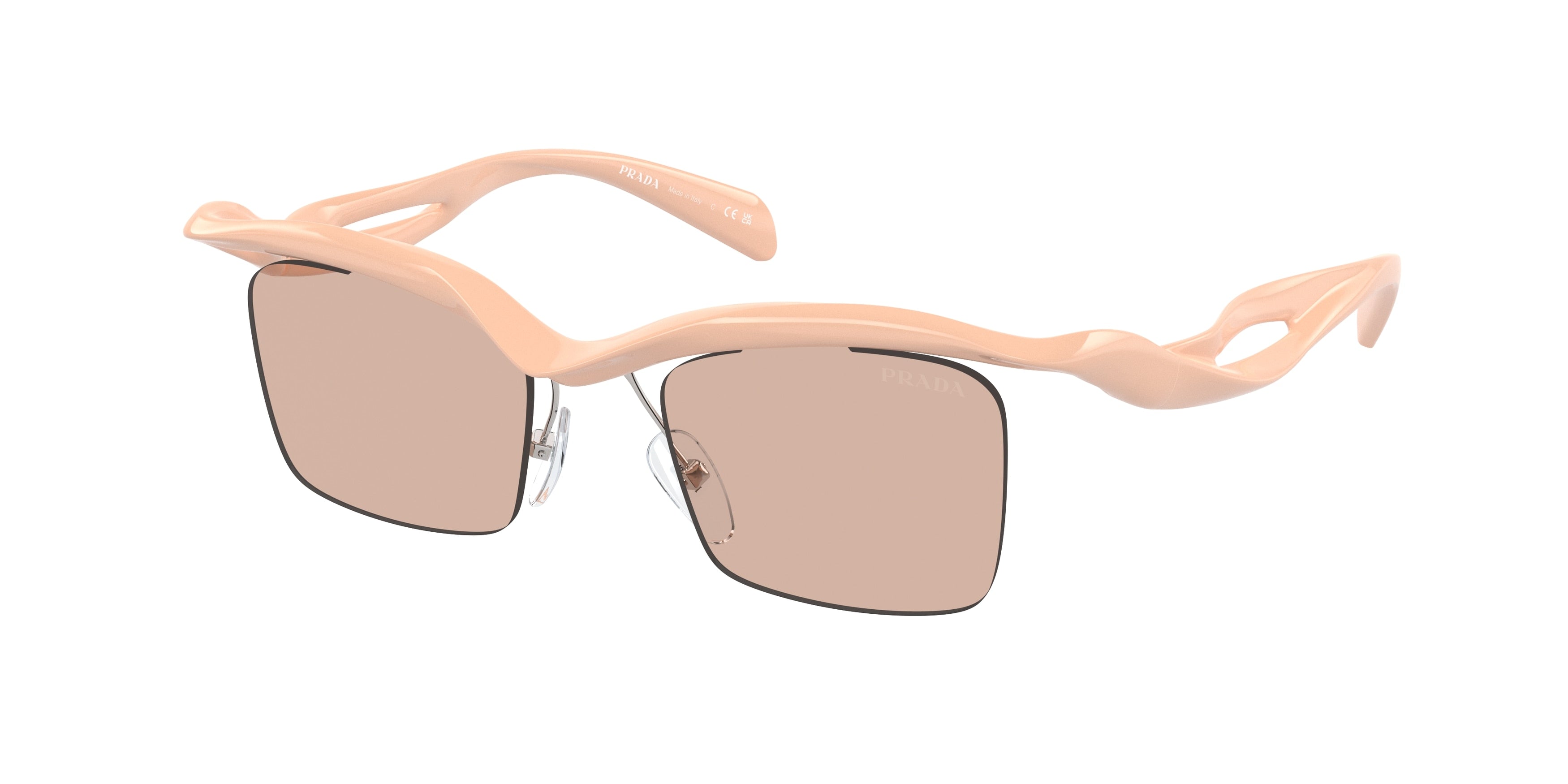 Prada PRA15S Rectangle Sunglasses 18Q4I2-Peach 47-135-20 - Color Map Pink