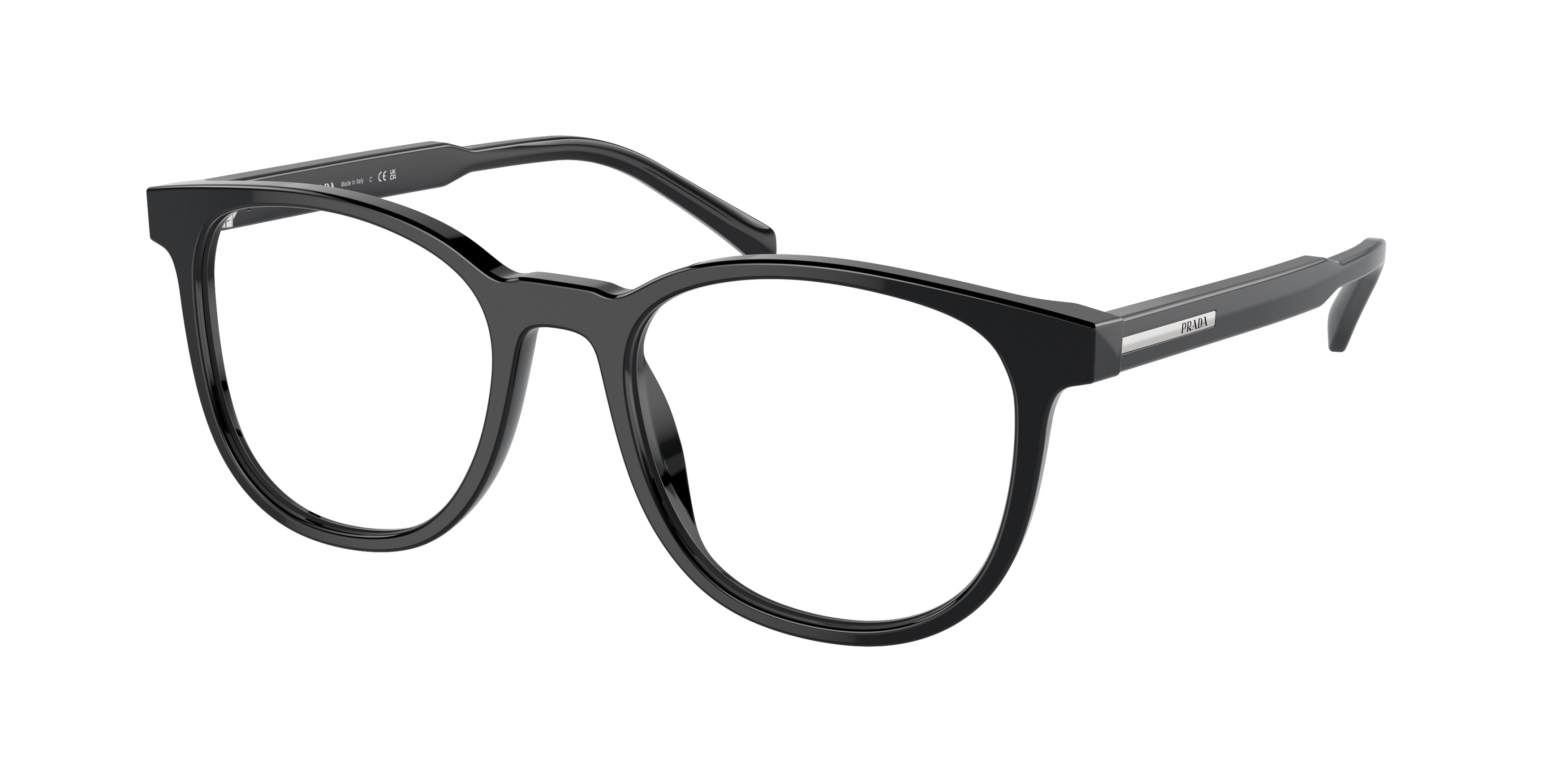 Prada PRA15VF Phantos Eyeglasses  16K1O1-Black 54-145-18 - Color Map Black