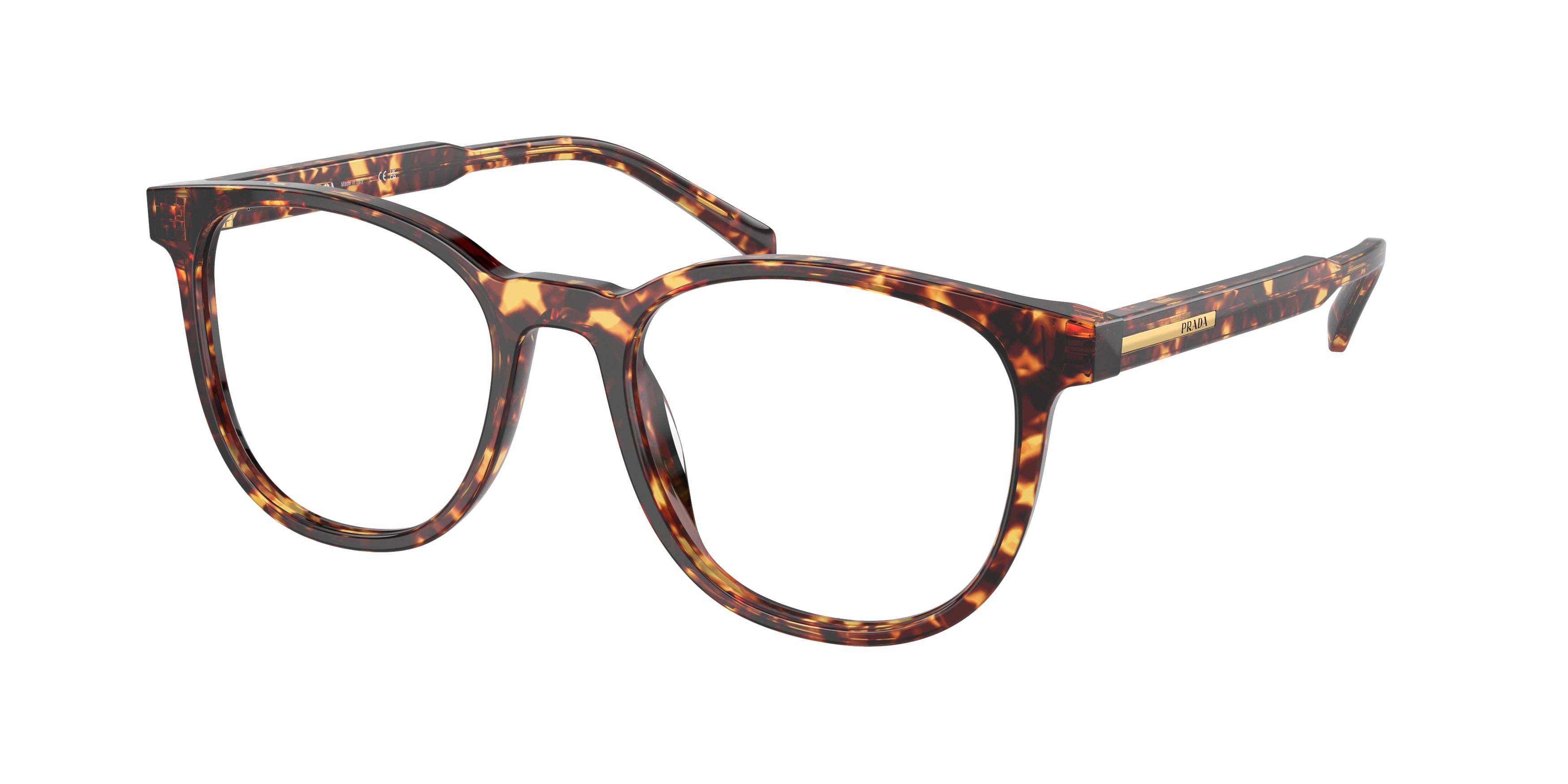 Prada PRA15V Phantos Eyeglasses 14O1O1-Magma Tortoise 52-145-19 - Color Map Tortoise