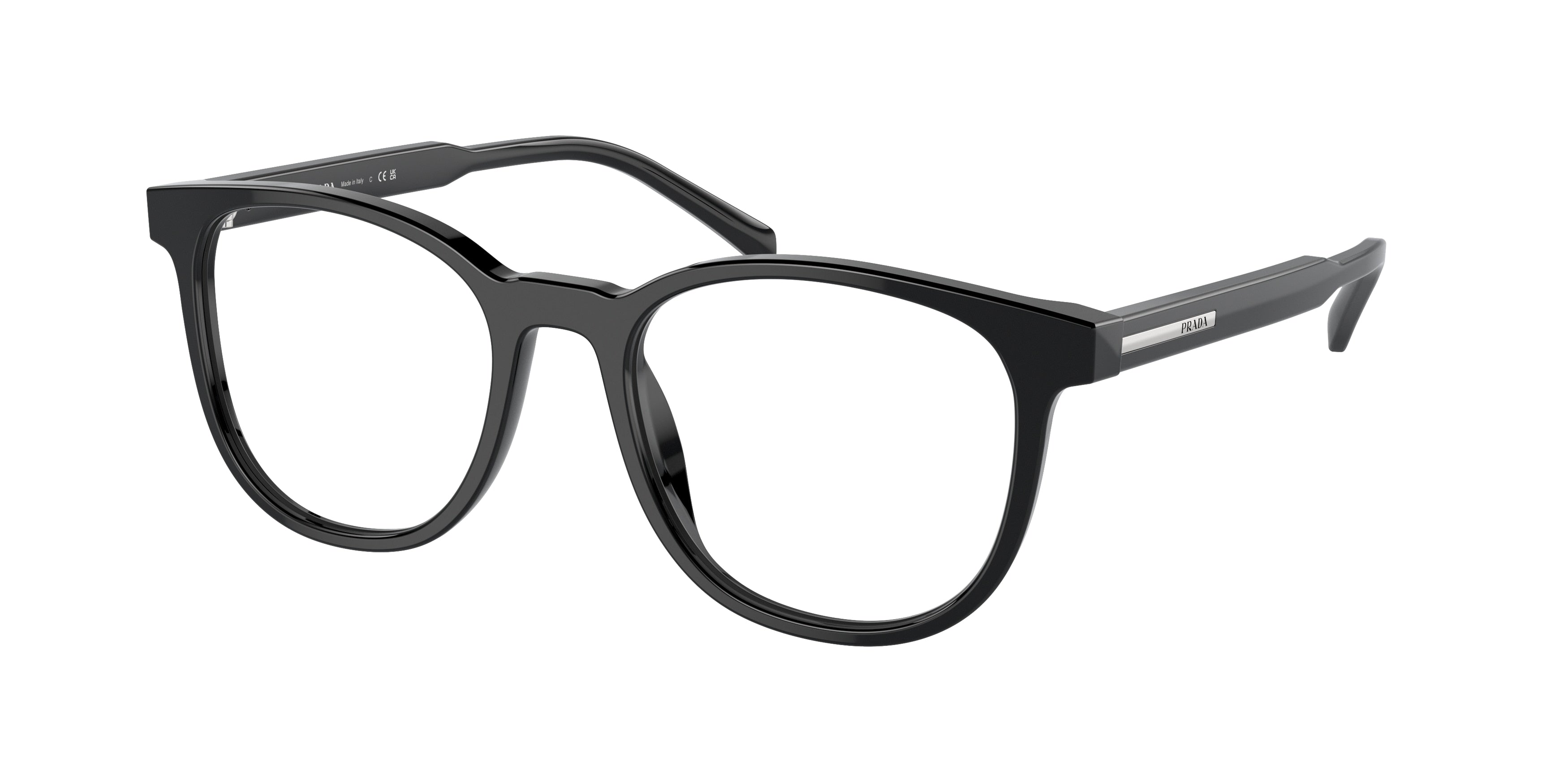 Prada PRA15V Phantos Eyeglasses  16K1O1-Black 52-145-19 - Color Map Black