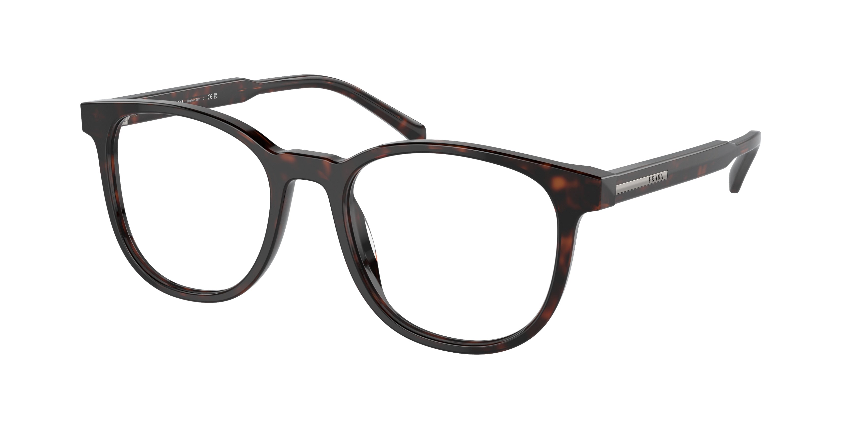 Prada PRA15V Phantos Eyeglasses 17N1O1-Radica Tortoise 52-145-19 - Color Map Tortoise