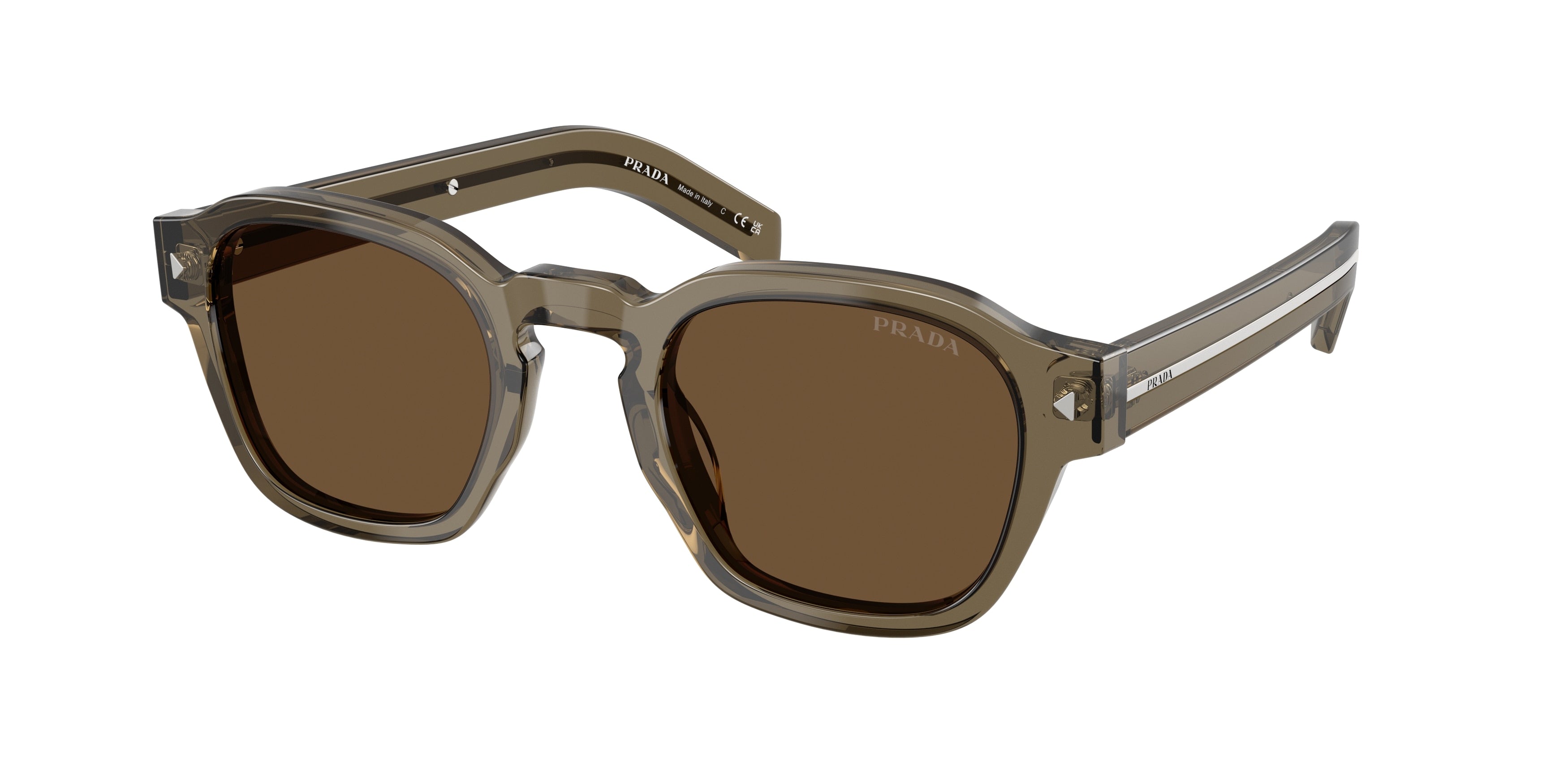 Prada PRA16SF Phantos Sunglasses 18T70F-Transparent Terra 53-150-21 - Color Map Brown