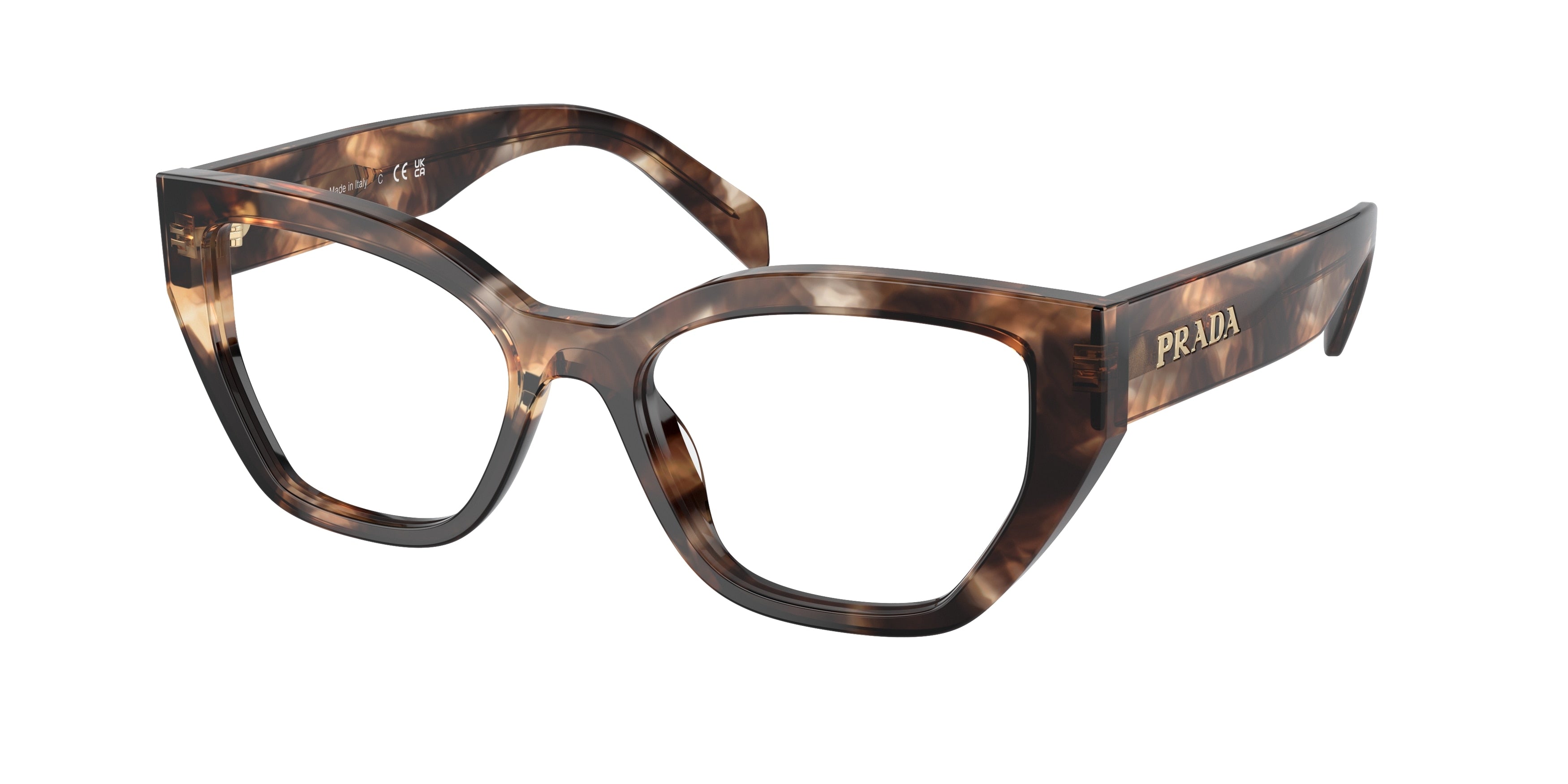 Prada PRA16VF Irregular Eyeglasses  14P1O1-Caramel Tortoise 54-145-17 - Color Map Tortoise