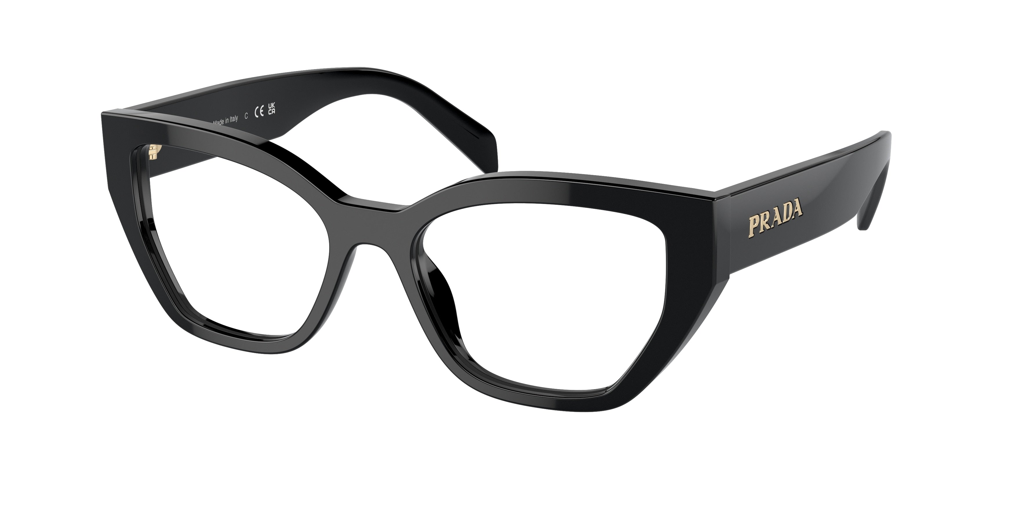 Prada PRA16VF Irregular Eyeglasses 16K1O1-Black 54-145-17 - Color Map Black