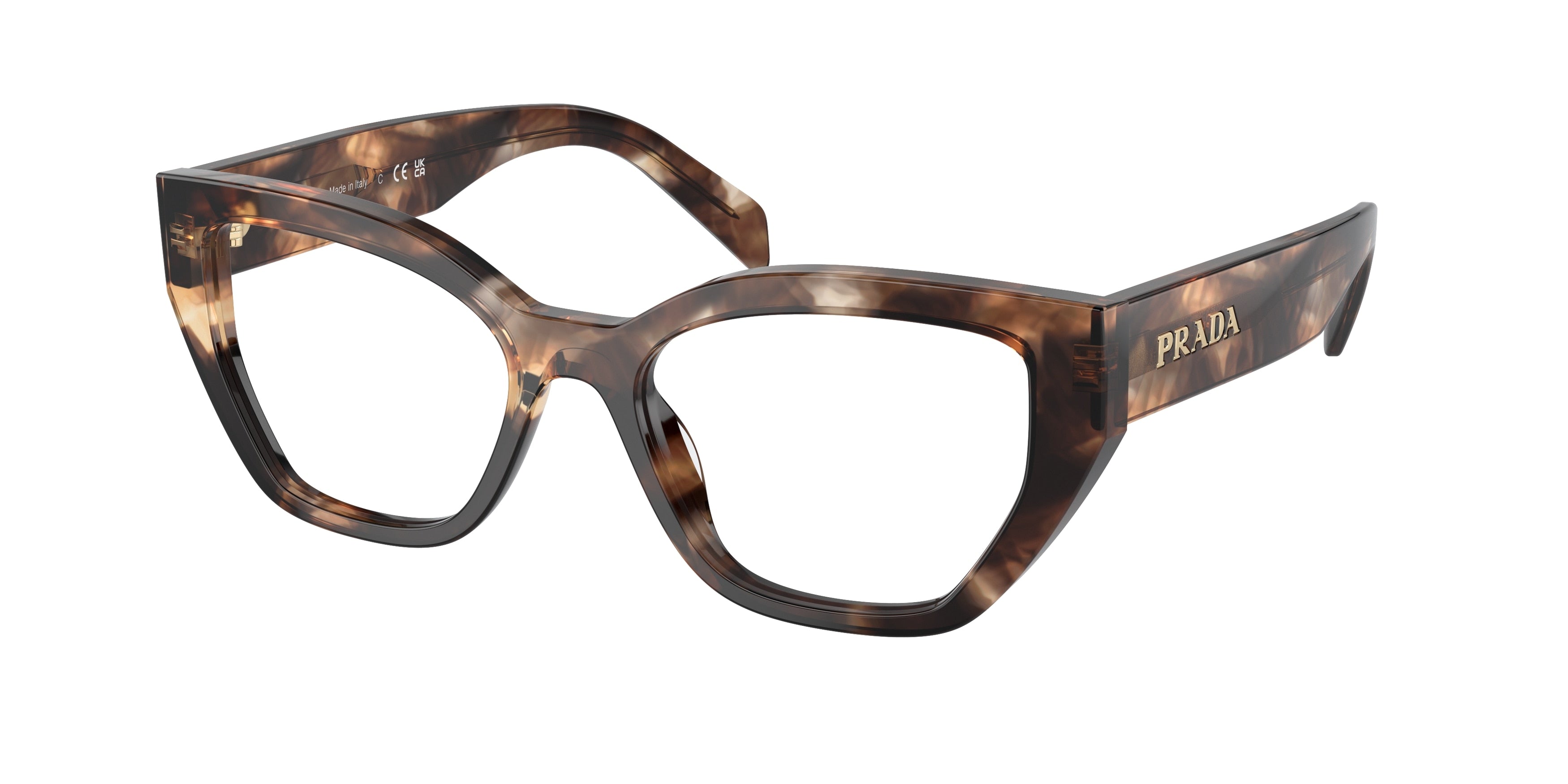 Prada PRA16V Irregular Eyeglasses 14P1O1-Caramel Tortoise 53-145-18 - Color Map Tortoise